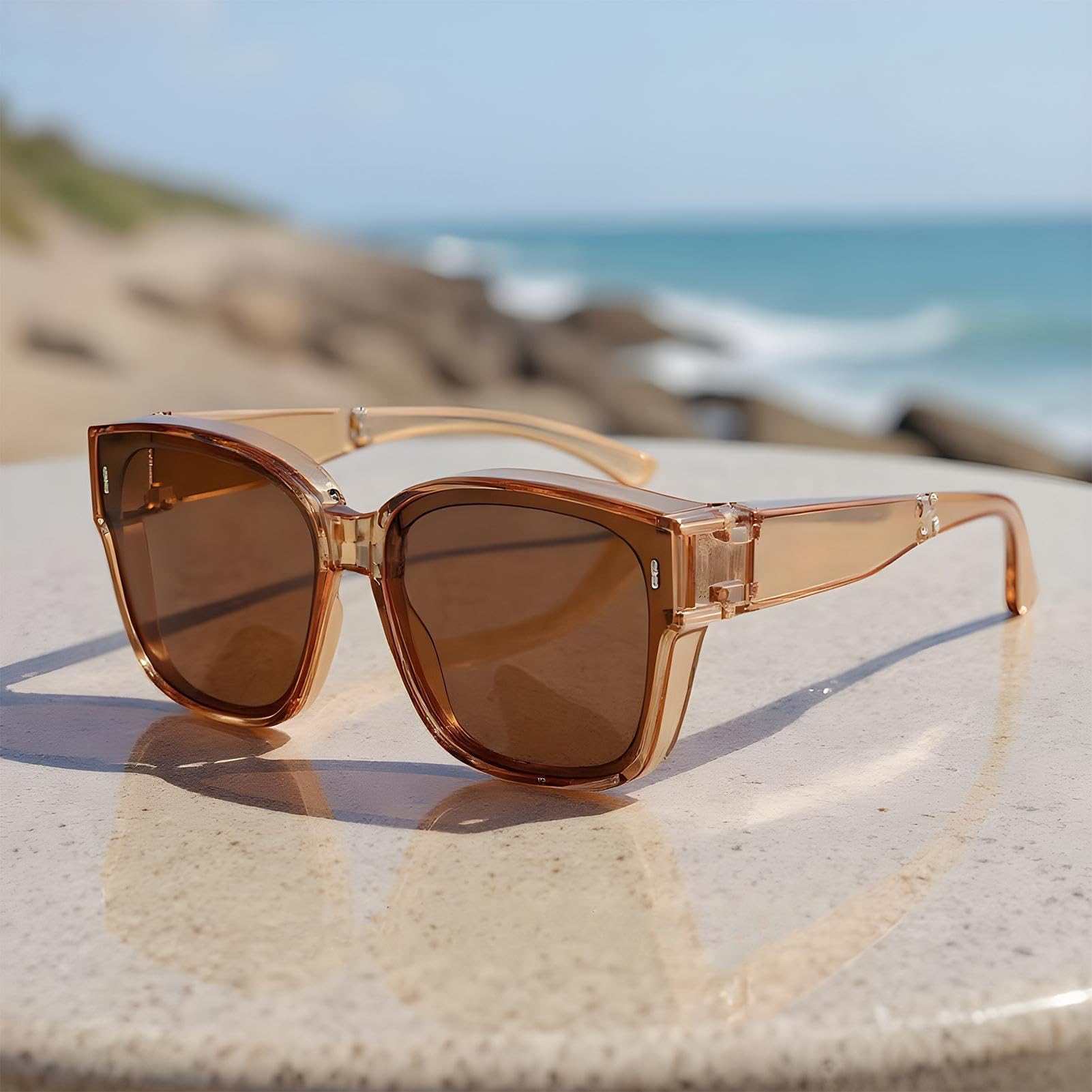 メガネの上からかけられるサングラス レディース | 折りたたみ式 スポーツサングラス - おしゃれ 軽量 ..