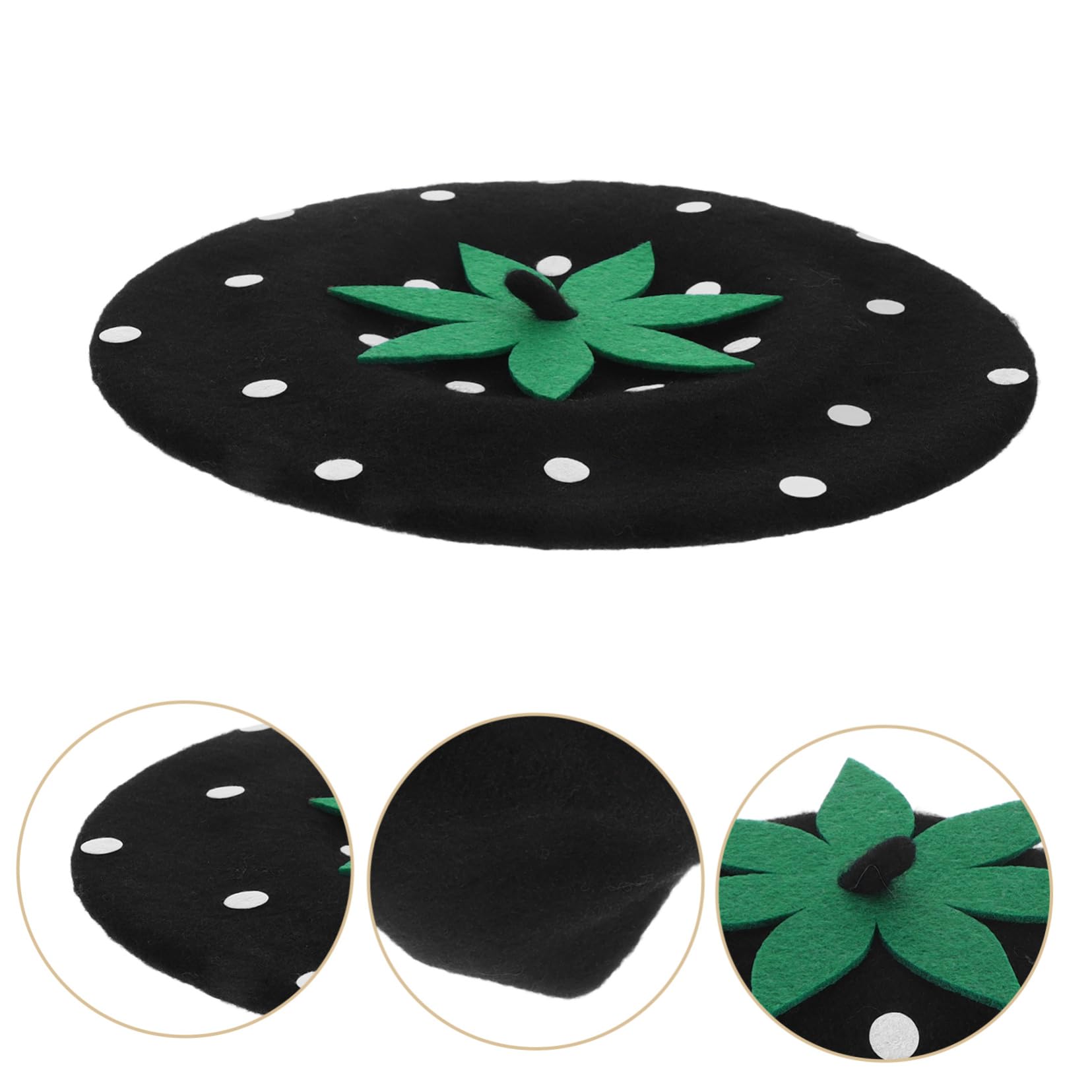 ベレー イギリスの画家の帽子 イチゴの帽子 幼児男の子用の帽子 レトロな画家の帽子 レトロな帽子 いちごのかぶりもの イチゴのボンネット ピンクのイチゴ帽子 ウール混紡 Black