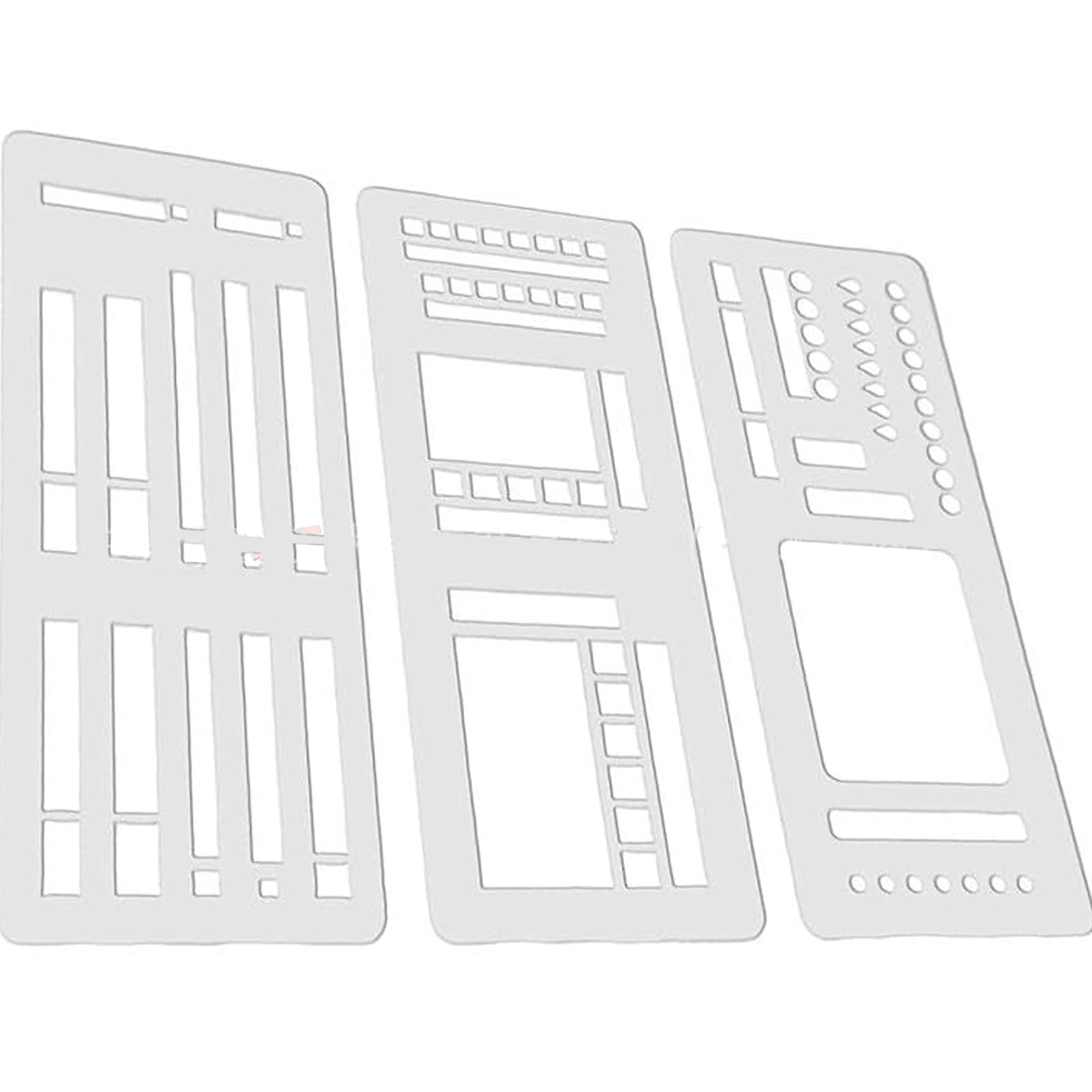 DIY日記ポータブル定規PVC耐久性テンプレート描画ツール記録テンプレート3ジャーナリングチェックリス..