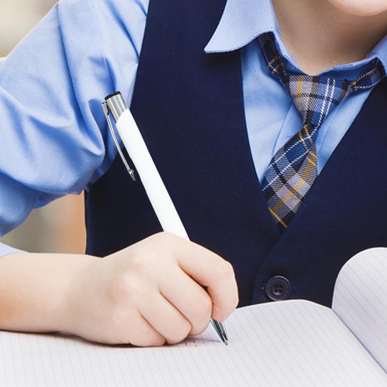 メタルボールペン - 50本セットのメタルサインペン | 銀クリップ付き多機能筆記具 文房具 学校 旅行 自..