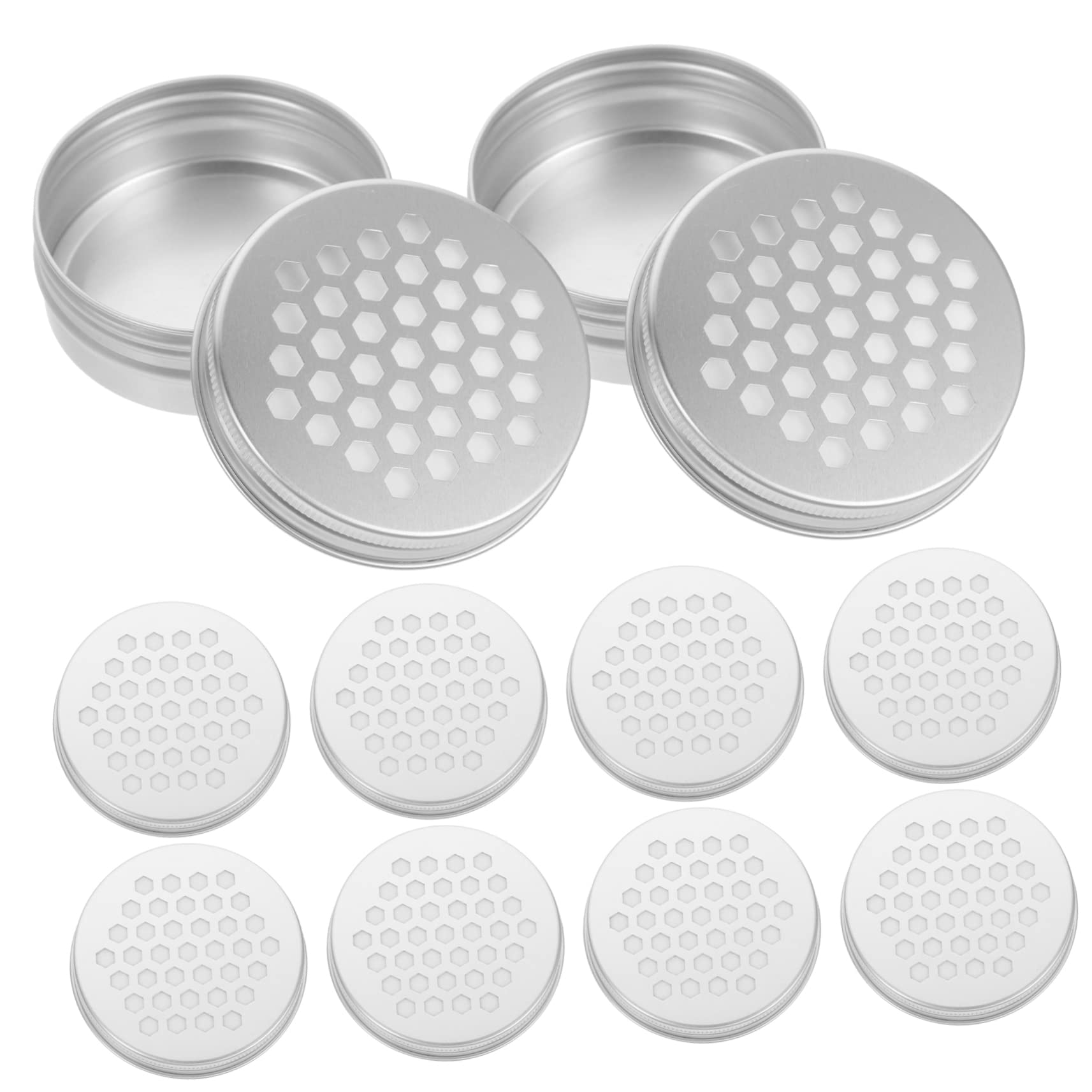 10個 中空ねじ付きアルミボックス 化粧品サンプル容器 金属製の丸い缶 石鹸缶 詰め替え アルミ拡大香箱..