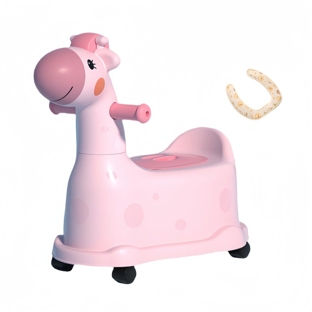 子供用便座 洋式トイレ 引き出し式 鹿型 かわいいおもちゃ トイレトレーニング補助便座 蓋付き 多機能ミニトイレ (ピンク) (グリーン)