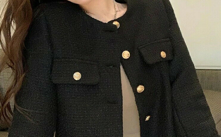 レディースファッション アウター ツイードジャケット ジャケット 金ボタン セレカジ キレカジ 大人可..