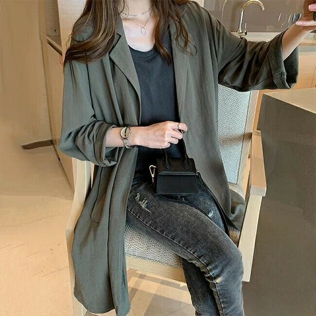 スプリングコートレディース春コート薄コートゆったりトレンチコート秋春アウターカーディガン薄コートロングコートお洒落