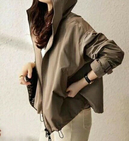 製品気質撥水マウンテンパーカーレディース春秋モッズコートジャケットスプリングコートブルゾンフード付きキャンディー袖パーカーアウター春