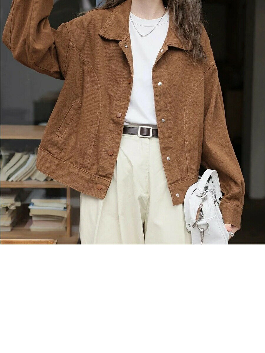 2025コーデに役立つ!デニムジャケット レディース 2025春の新作 白 ピュアカラーシンプルホワイトデニムジャケットレディースショートジャケット 韓国ファッ...