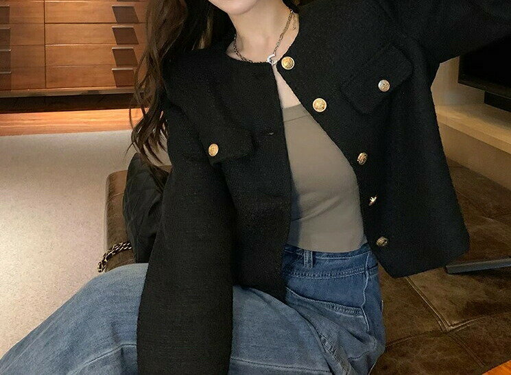 レディースファッション アウター ツイードジャケット ジャケット 金ボタン セレカジ キレカジ 大人可..