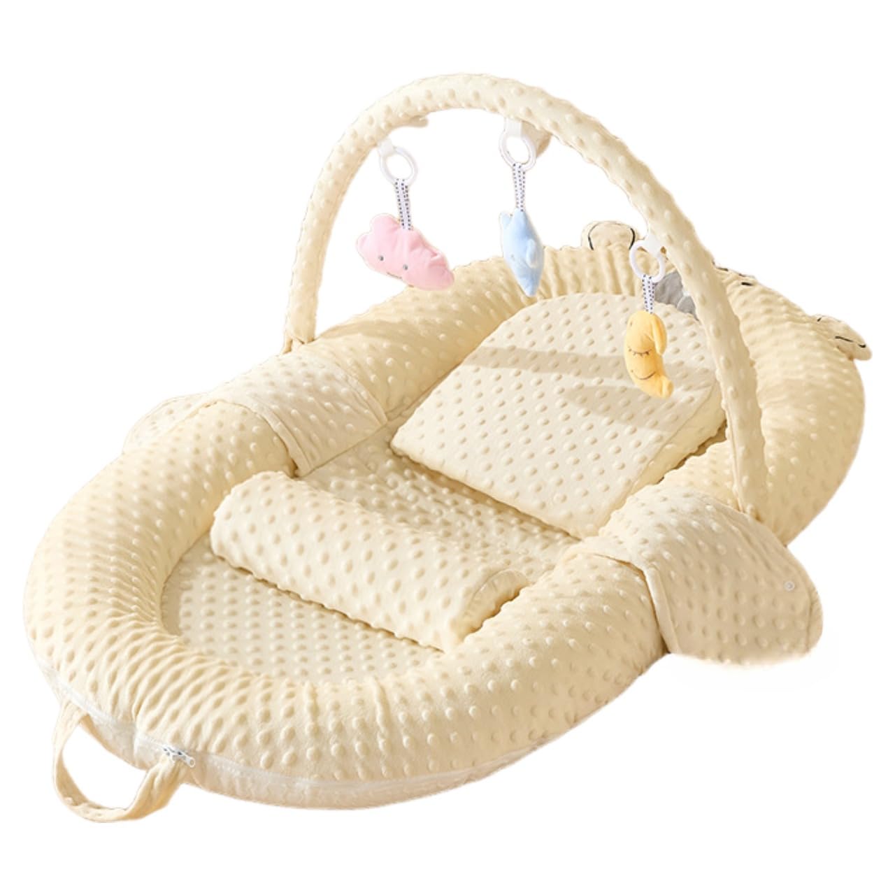 ベビーベッド、新生児バイオニックベッド、誤圧防止、転がり防止、多機能、持ち運び簡単、おもちゃラッ..