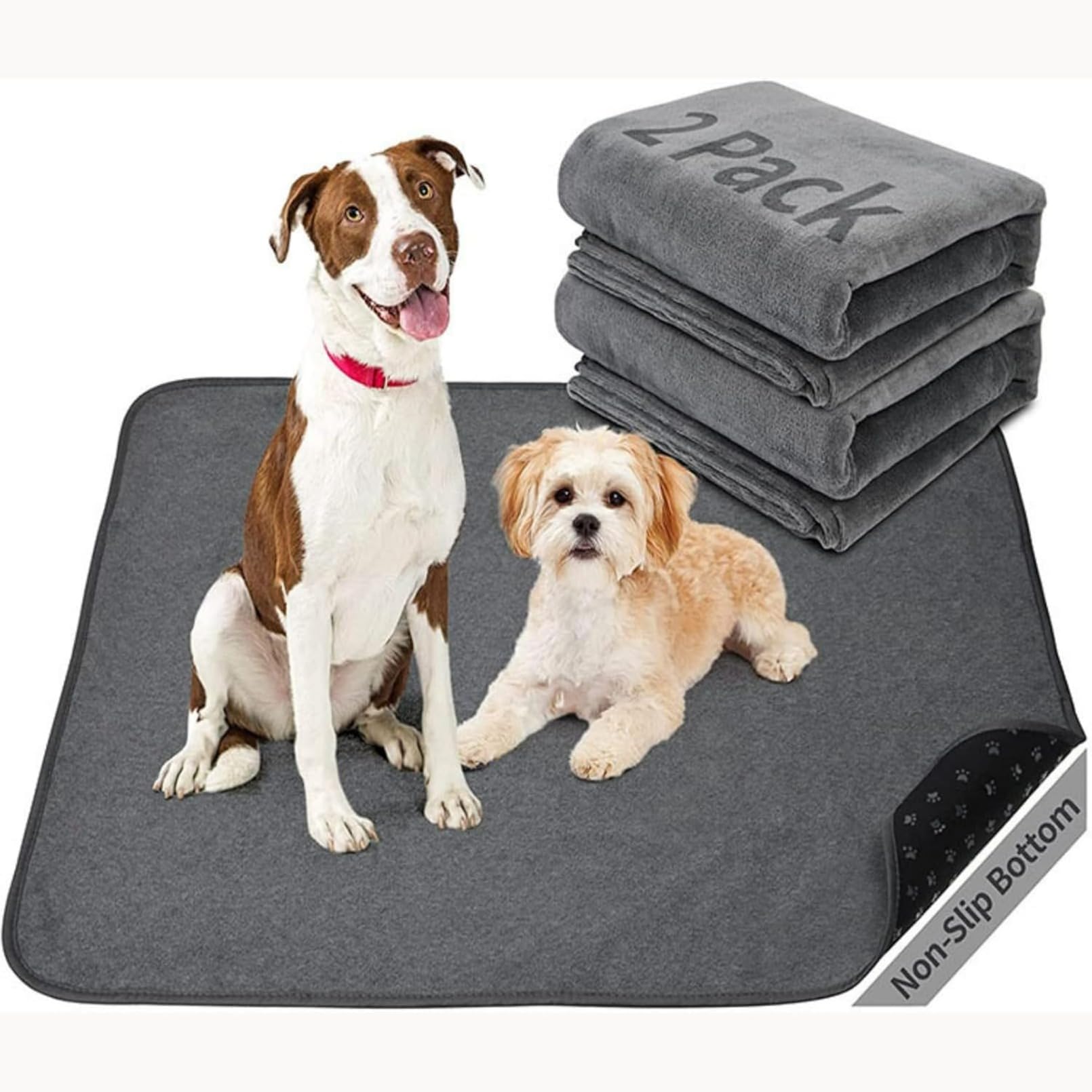 超吸収性 洗えるペットシーツ 滑り止め おしっこパッド 滑り止め粒状フリースおしっこパッド 速乾性 ペットマット 防水 漏れ防止 洗濯機洗い可能 デザイン 消臭 ケア 環境に優しい 噛みつき防止 抗菌 子犬と老犬のトイレトレーニング 犬と猫のおしっこ (50*70cm,グレー)