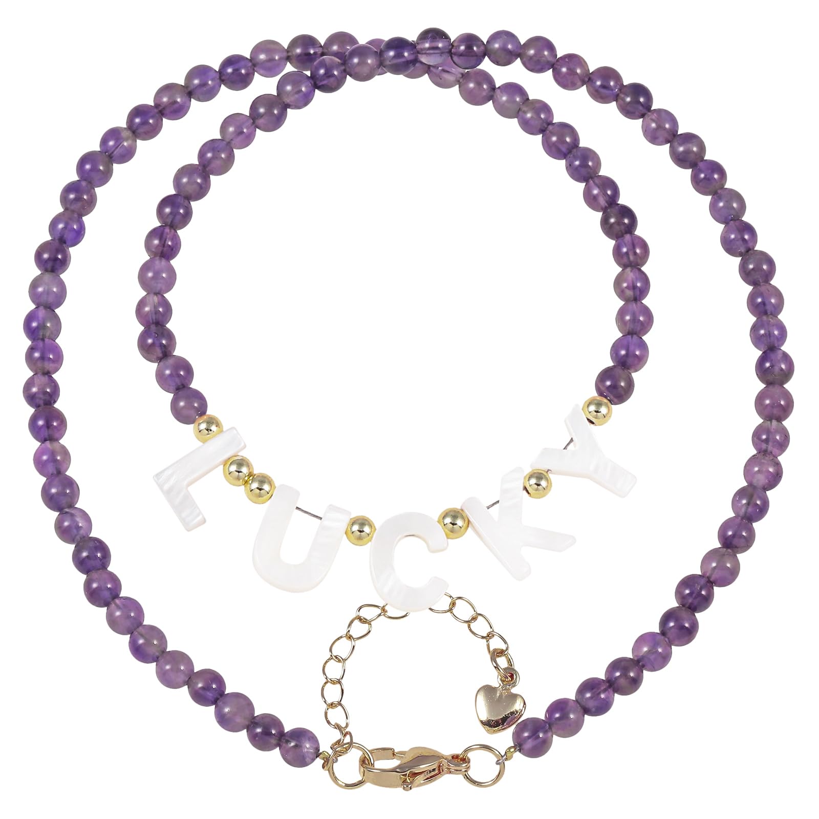 ホワイトシェル ラッキーペンダントネックレス 天然クリスタルストーン ビーズネックレス 男女兼用