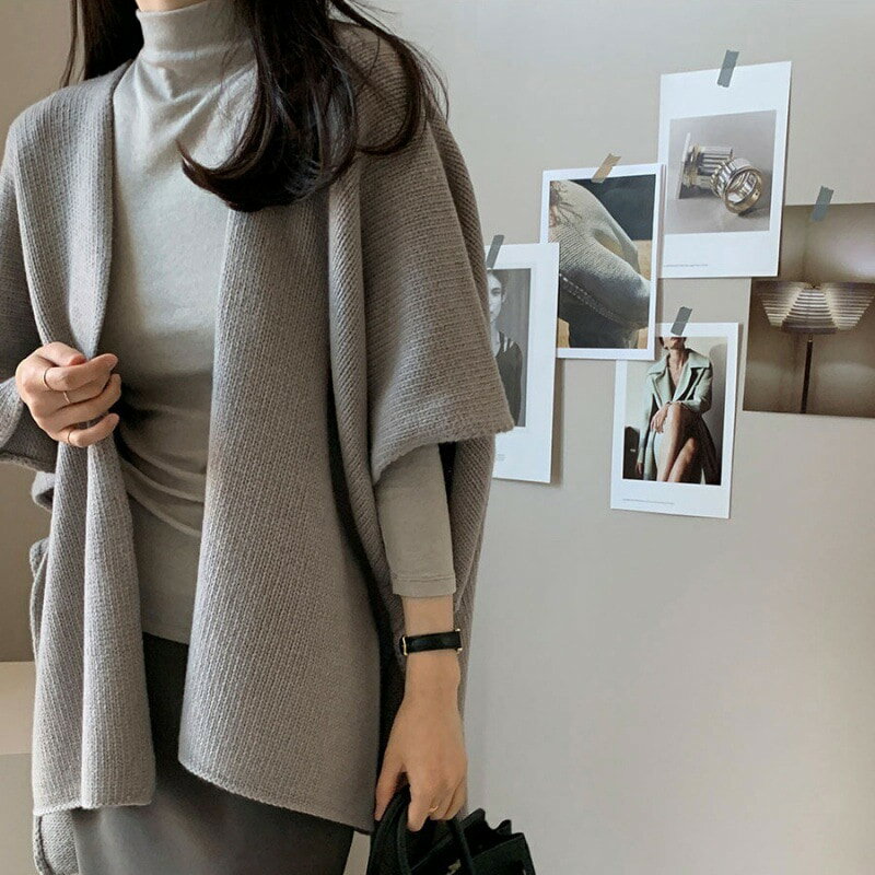 新作 おしゃれ 丸ネック気質カジュアル ゆったり ベスト ノースリーブ ニットベスト タンクトップ 百掛け トップス アウター ロングベスト(4)