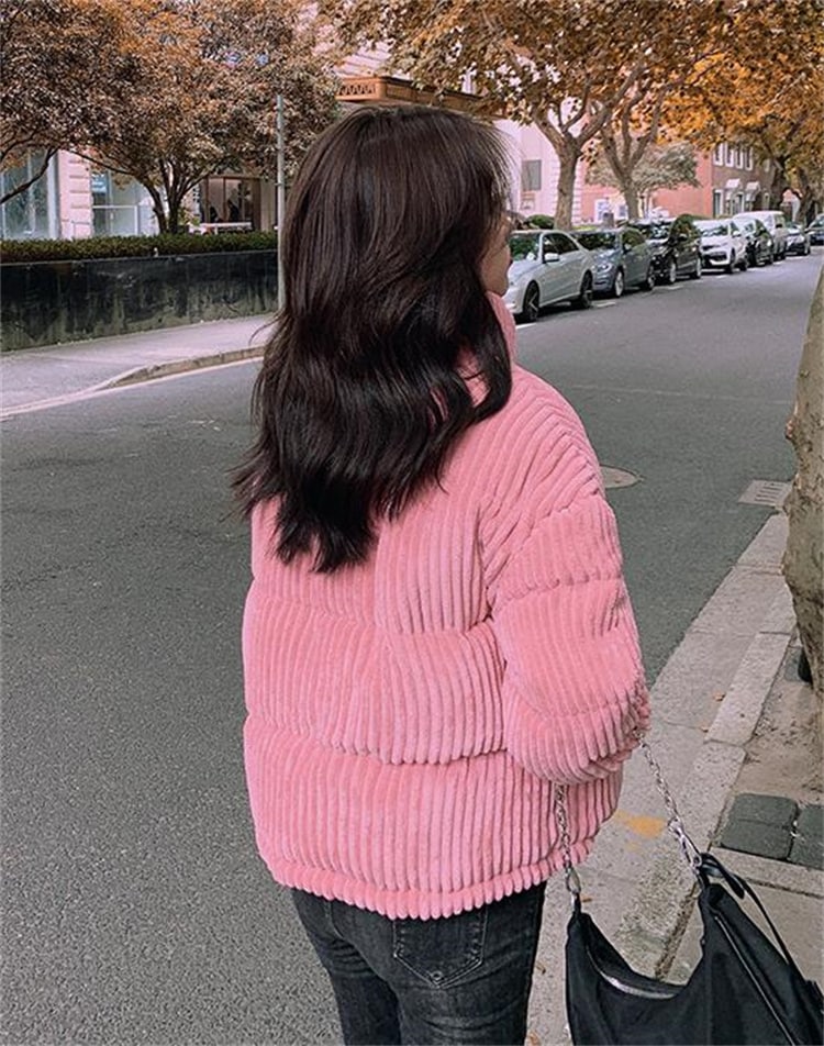 スタイル ットンジャケット 冬 コート ゆったりする パン服 レディース 中綿ジャケット コーデュロイ コットン 短いスタイル 学生 カジュアル