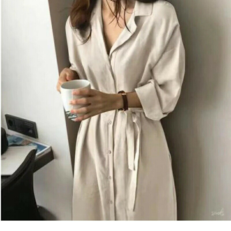 2025 韓国版ワンピース ワンピース ロングタイプトップス シャツ ワイシャツ ブラウス カーディガン 大きいサイズ トレンチコート 長袖コート 襟ぐり 韓国...