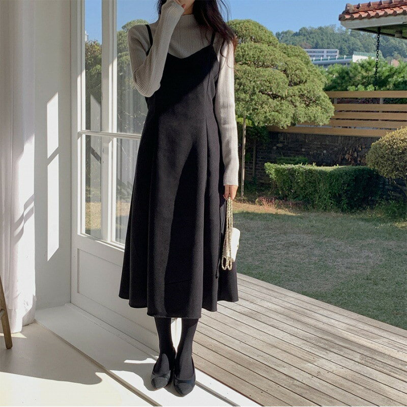 レトロ 韓国ファッション ワンピース ロングワンピース キャミワンピース ノースリーブ ルーズ 体型カバー 2025春夏