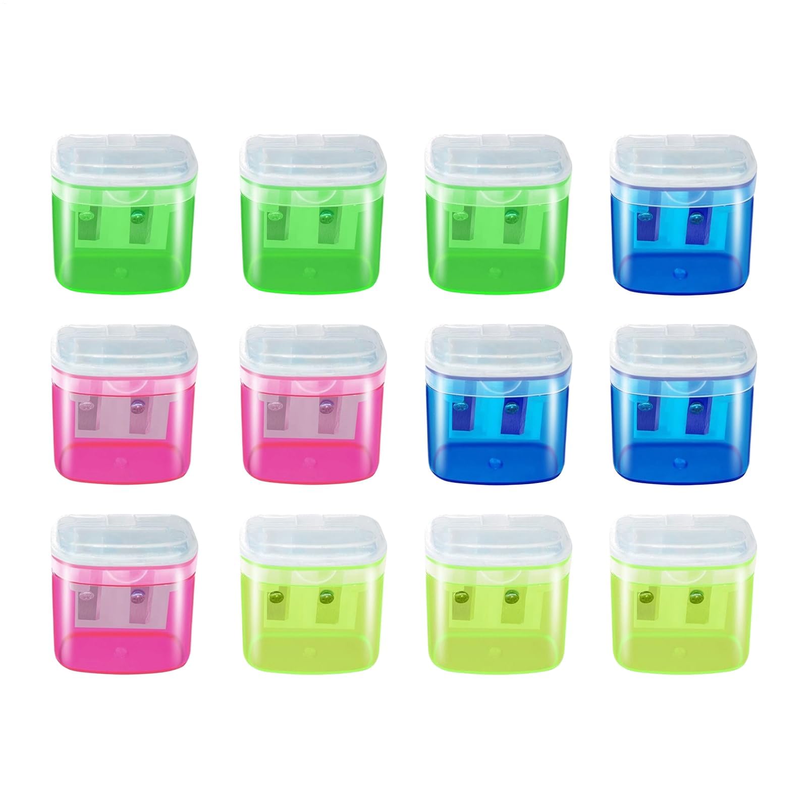 用鉛筆削り,小型2穴付き鉛筆削り | 12個の文房具、木屑容器付き、学生、女子、男子、ティーン、アーテ..