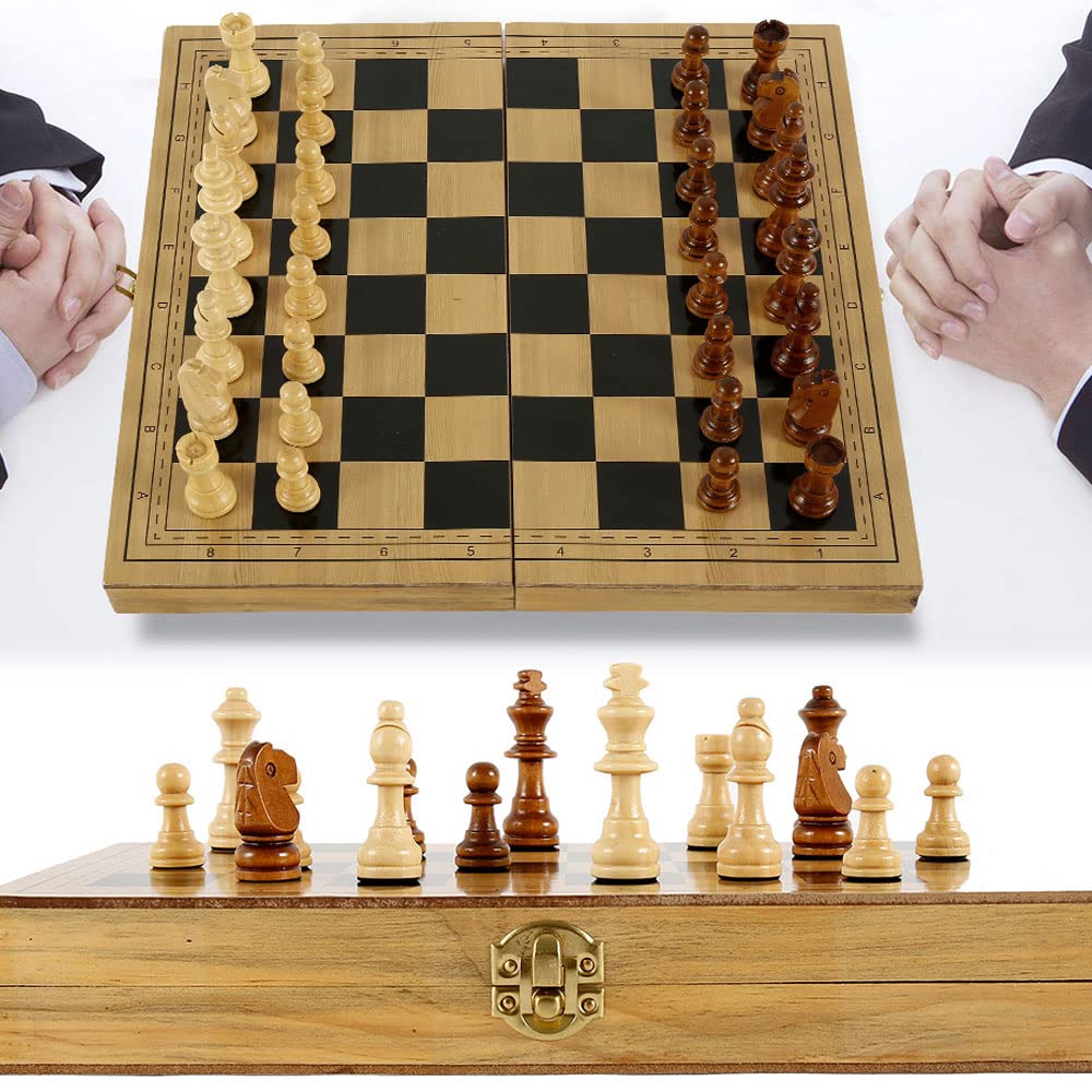 チェスセット 国際チェス 木製 エンターテイメントゲーム 折りたたみボード 木目 折りたたみチェスボー..