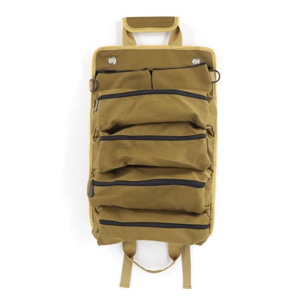 ツールバッグ ロールツールホルダー オックスフォード布 6つの収納バッグ 折りたたみ式 頑丈 ハンドルバッグ付き 車 家庭用ツール 電気技師、エアコン修理工、配管工、大工、メカニック用 (ブラック)