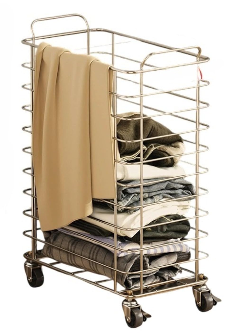 ランドリーバスケット、汚れた服バスケット、キャスター付き下着収納バスケット、移動可能、バスルーム..