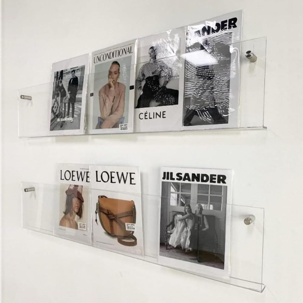 マガジンラック 壁掛け 2点セット ウォールラック パンフレットラック レコードラック アクリル 透明 ..