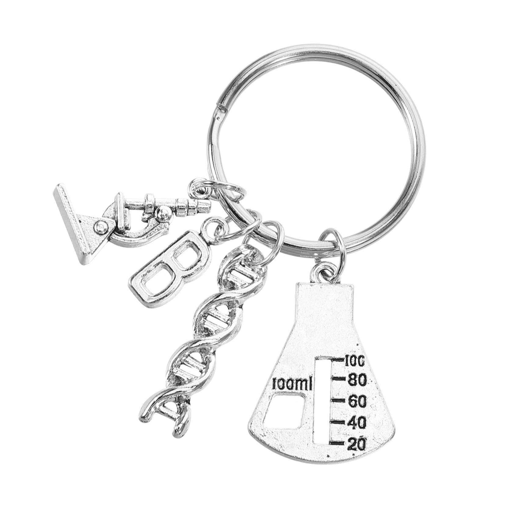 顕微鏡デザイン学術キーホルダー 化学 生物学シンボル付き 合製 教師感謝 卒業記念品 サイエンス愛好家..