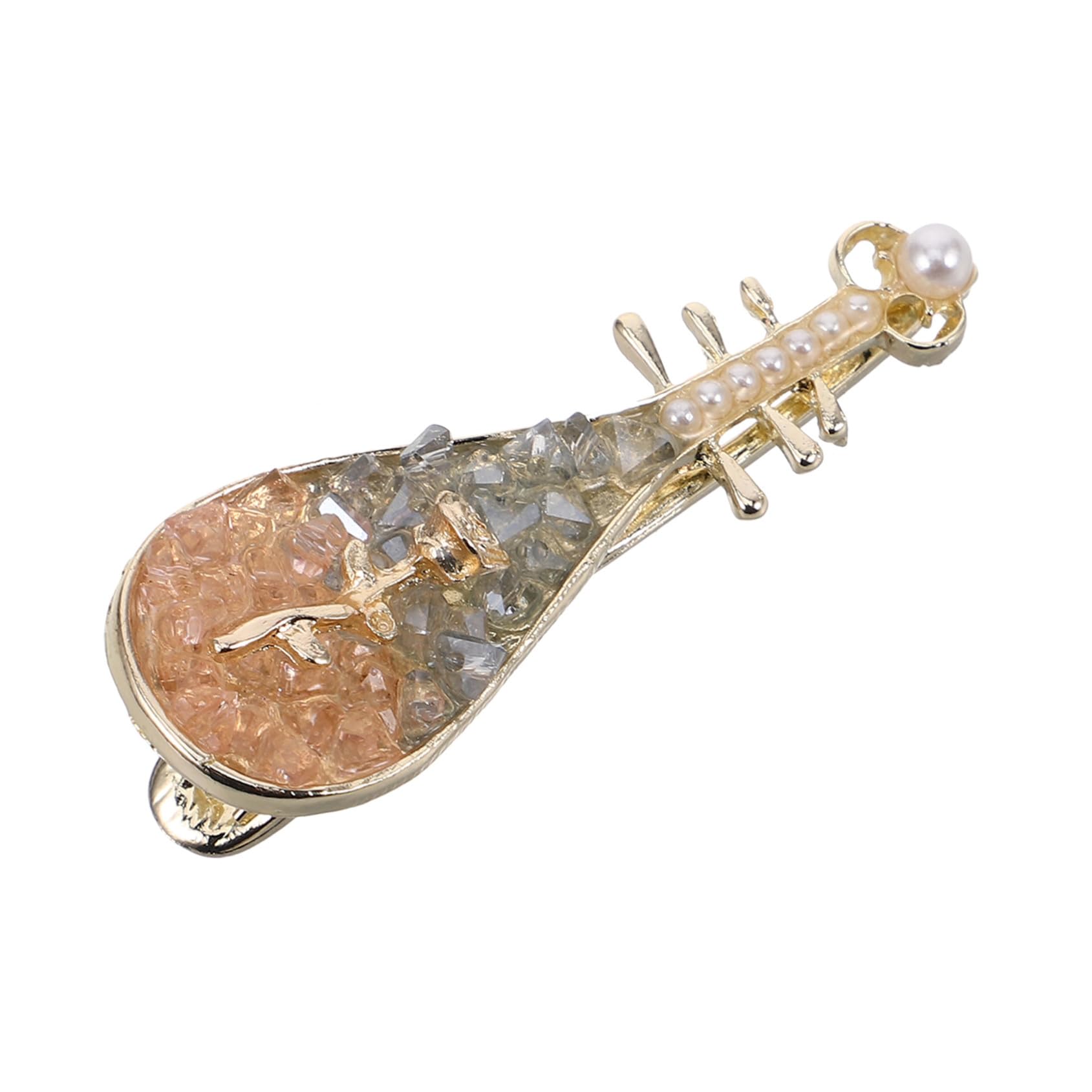 レトロな楽器デザインのヘアクリップ 玫瑰琵琶形状で髪留めに 女性用ファッションアクセサリー 前髪や..