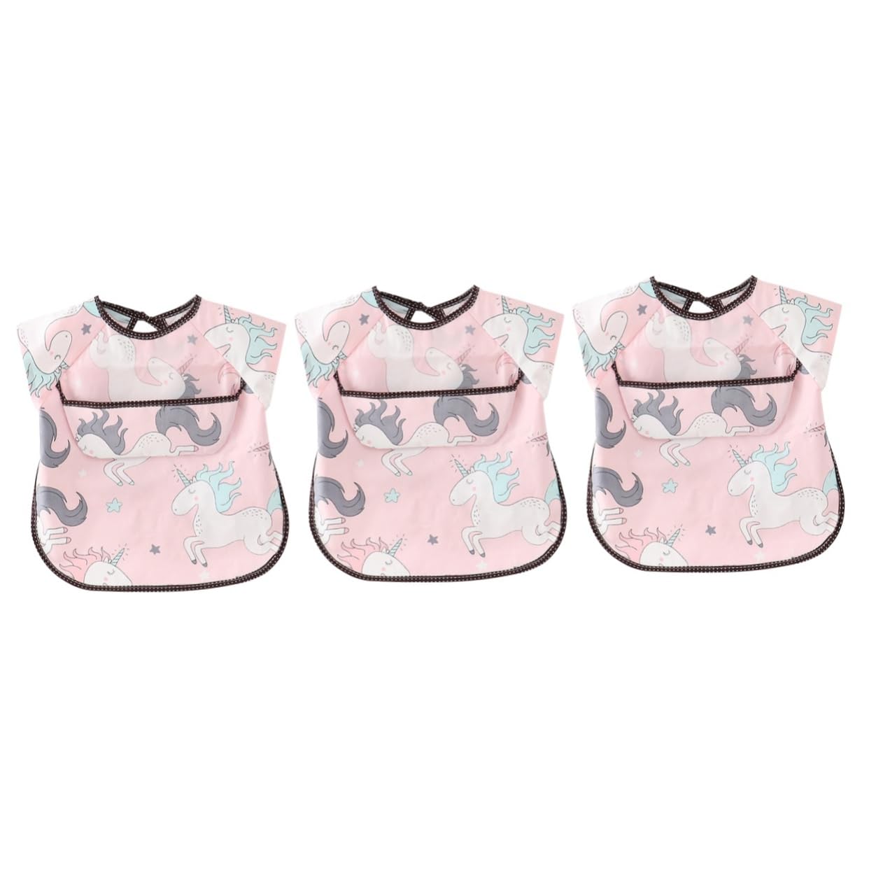 3個 防水ビブ 防水よだれかけ スリーブ幼児よだれかけ チャイルズ アート クラフト ビブ キッズよだれかけ 幼児用よだれかけ 幼児エプロン 子供エプロン 子供用エプロン ピンク