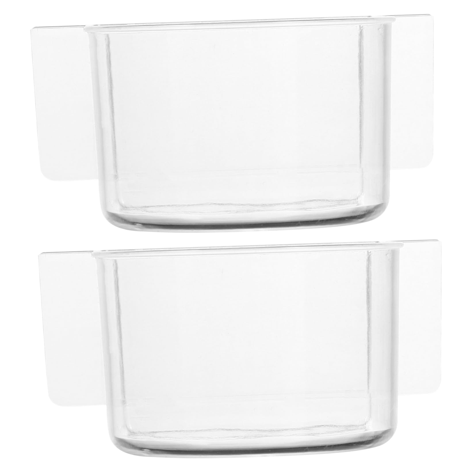 2個ペット用鳥餌ボウル 透明製 鳥かご用厚手給餌ボックス 取り付け