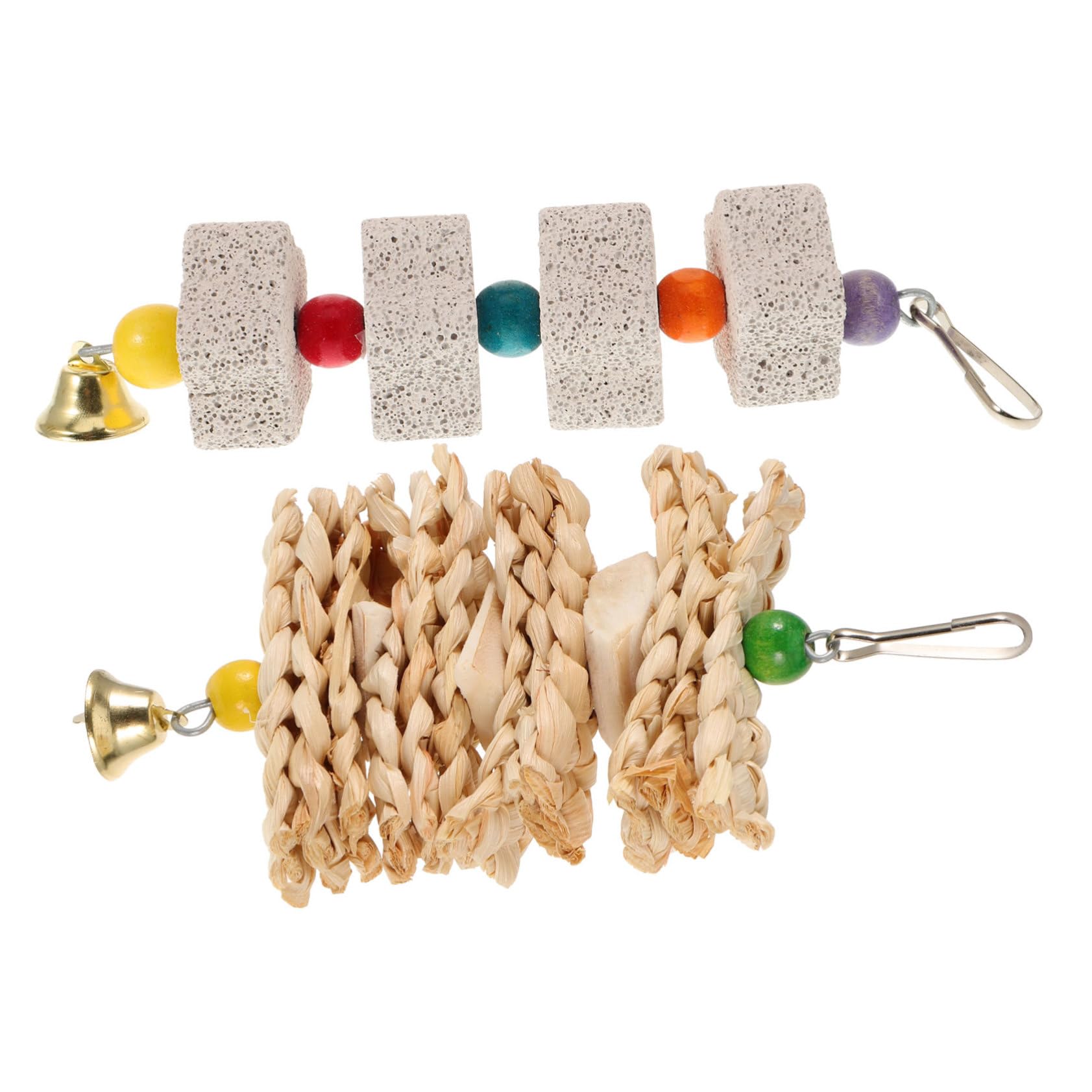 2個 ペット鳥用磨牙 高カルシウム補給 歯の健康維持 吊り下げ式オウム噛むおもちゃ オカメインコ適用 ..