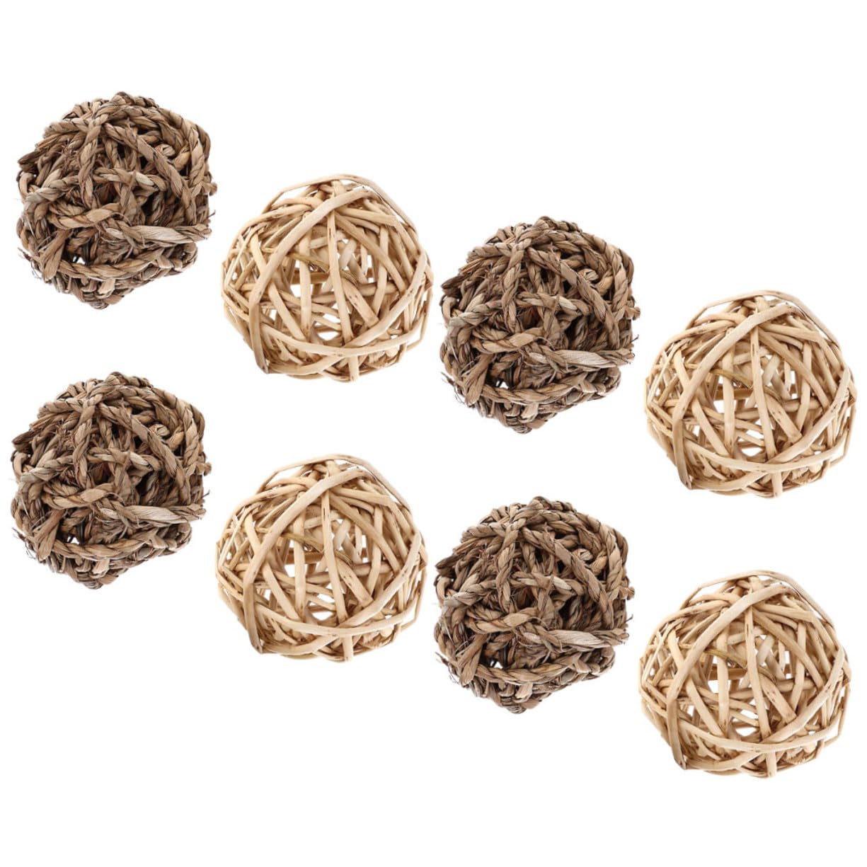 8個 うさぎ用ストローボール 小動物用天然わら製噛むおもちゃ 歯の健康維持と運動促進に ハムスター モ..