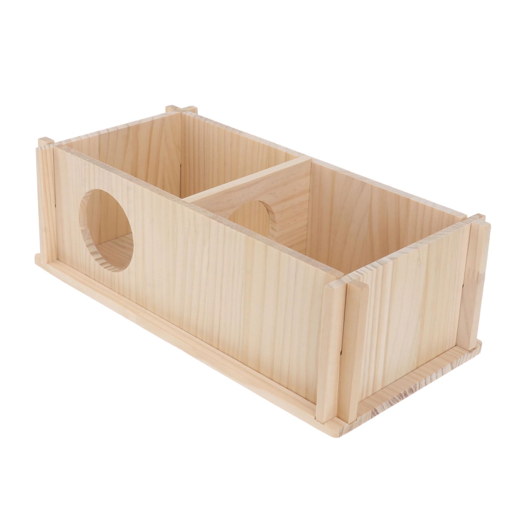 木製ハムスターハウス 二建てペットシェルター 通気性良好 隠れ家 寝床 小動物用 快適巣箱