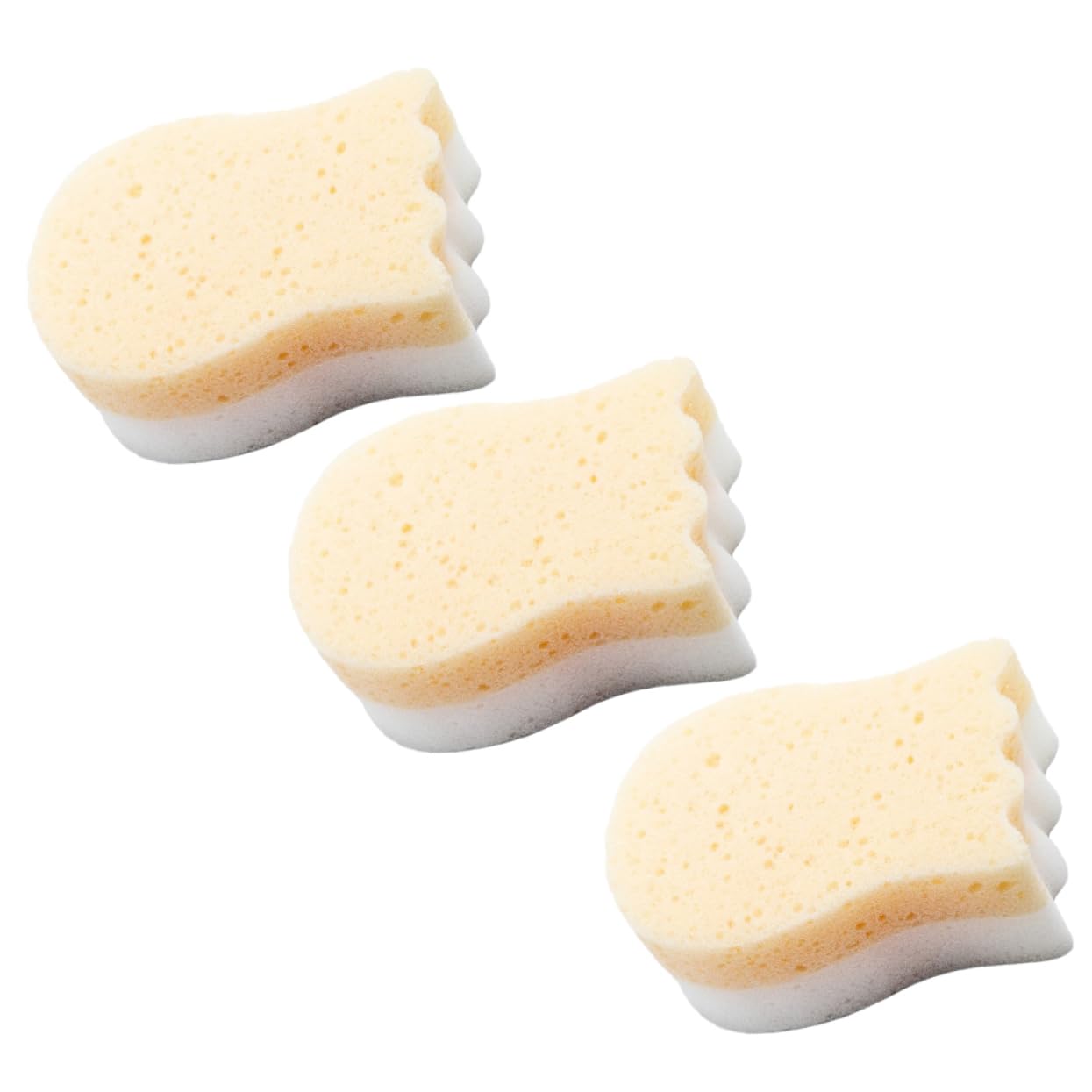 3個 ベビーバススポンジ 車のスポンジ 用バススポンジ 三つ編み用シャワーキャップ お風呂用スポンジ ..