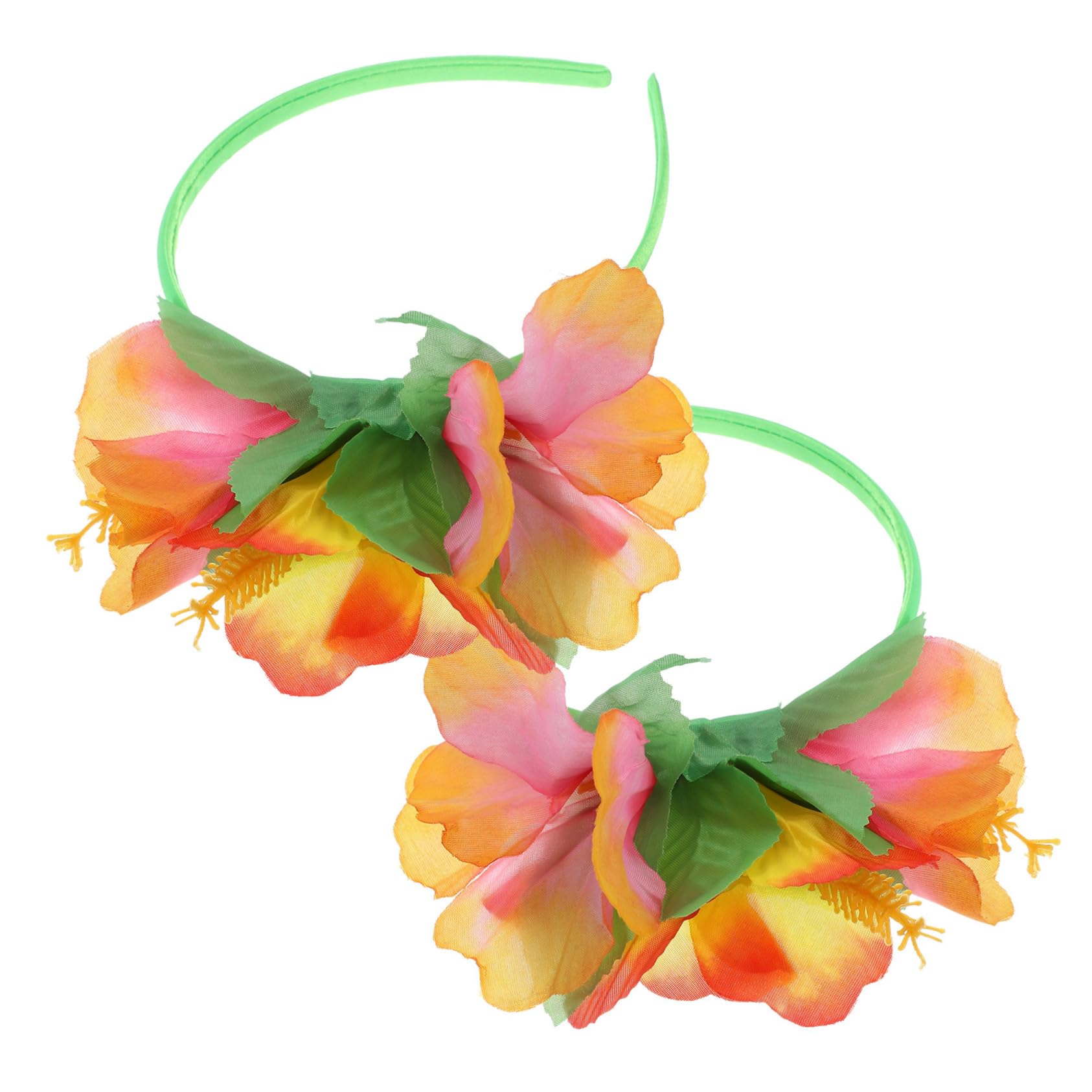 2個夏威夷風シルク花カチューシャ 柔軟プラスチック製 大人女性用耐久ヘッドアクセサリー パーティーやウェディング向け