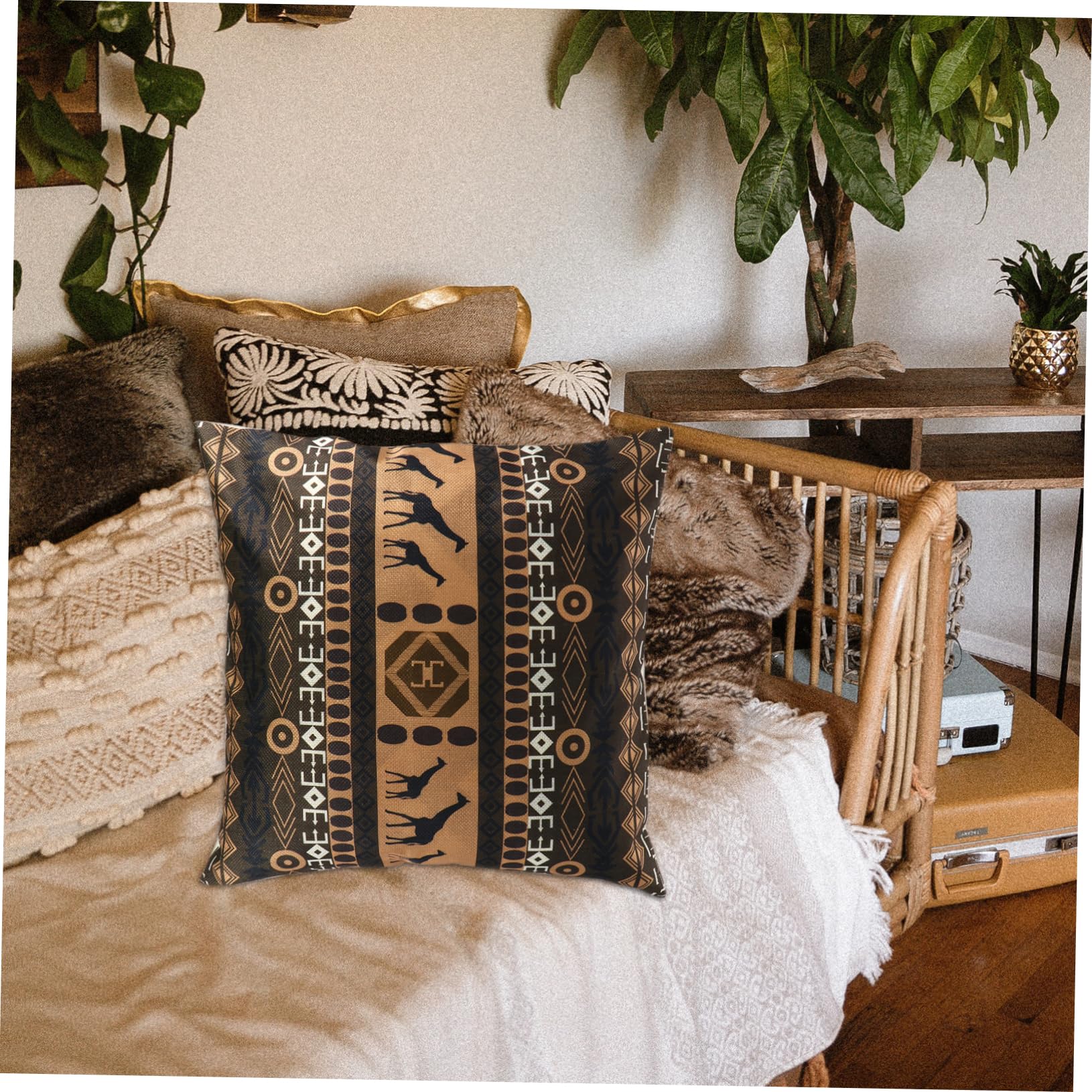 3個 エスニックスタイルの枕カバー ソファ枕カバー リネンの枕カバー 装飾的な枕カバー ソファ用の枕カバー エスニック風 スロー枕カバー スローピローケース 亜麻 Colorful