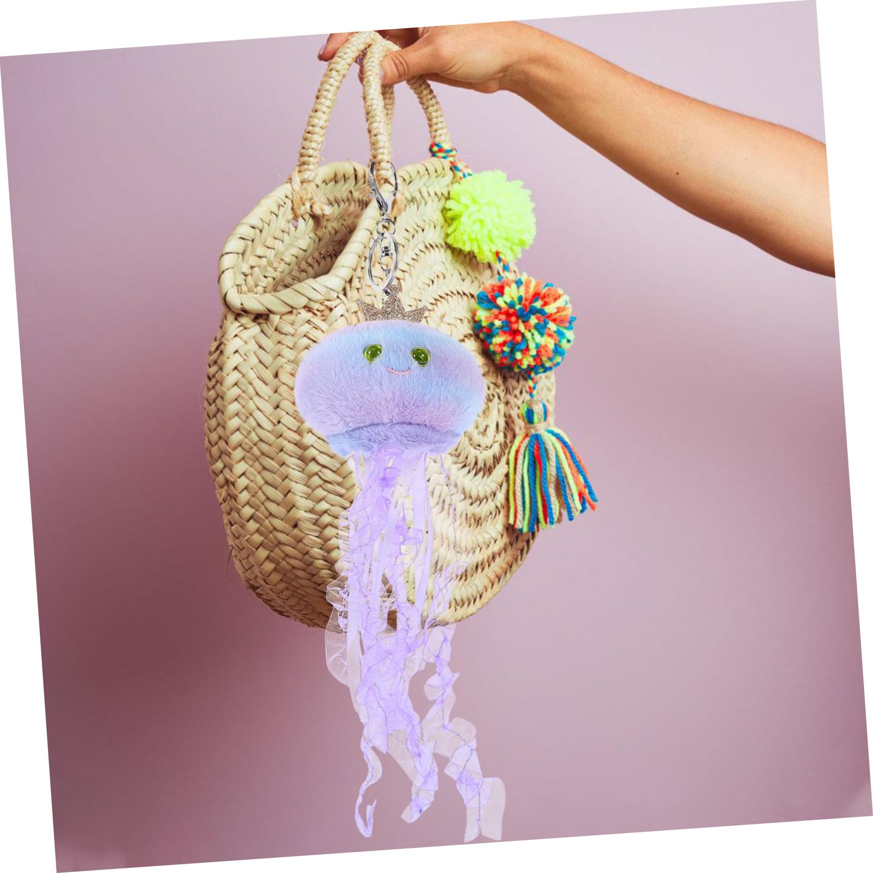 可愛いぬいぐるみチャーム プラッシュ章魚キーホルダー バッグ用アクセサリー ふわふわ手触り 動物モチ..