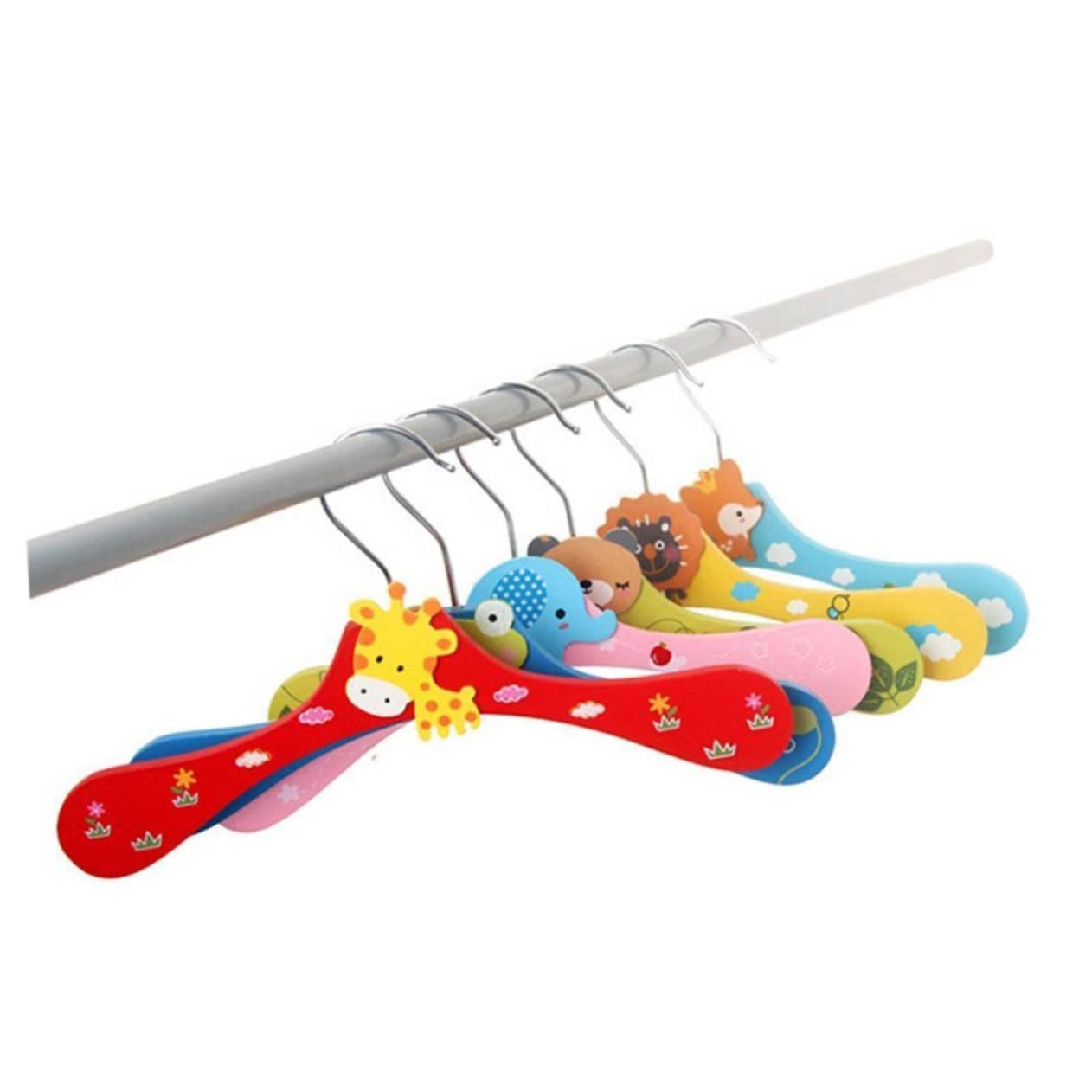 10個小動物デザインの木製子供用ハンガー ダムパターン 軽量で耐