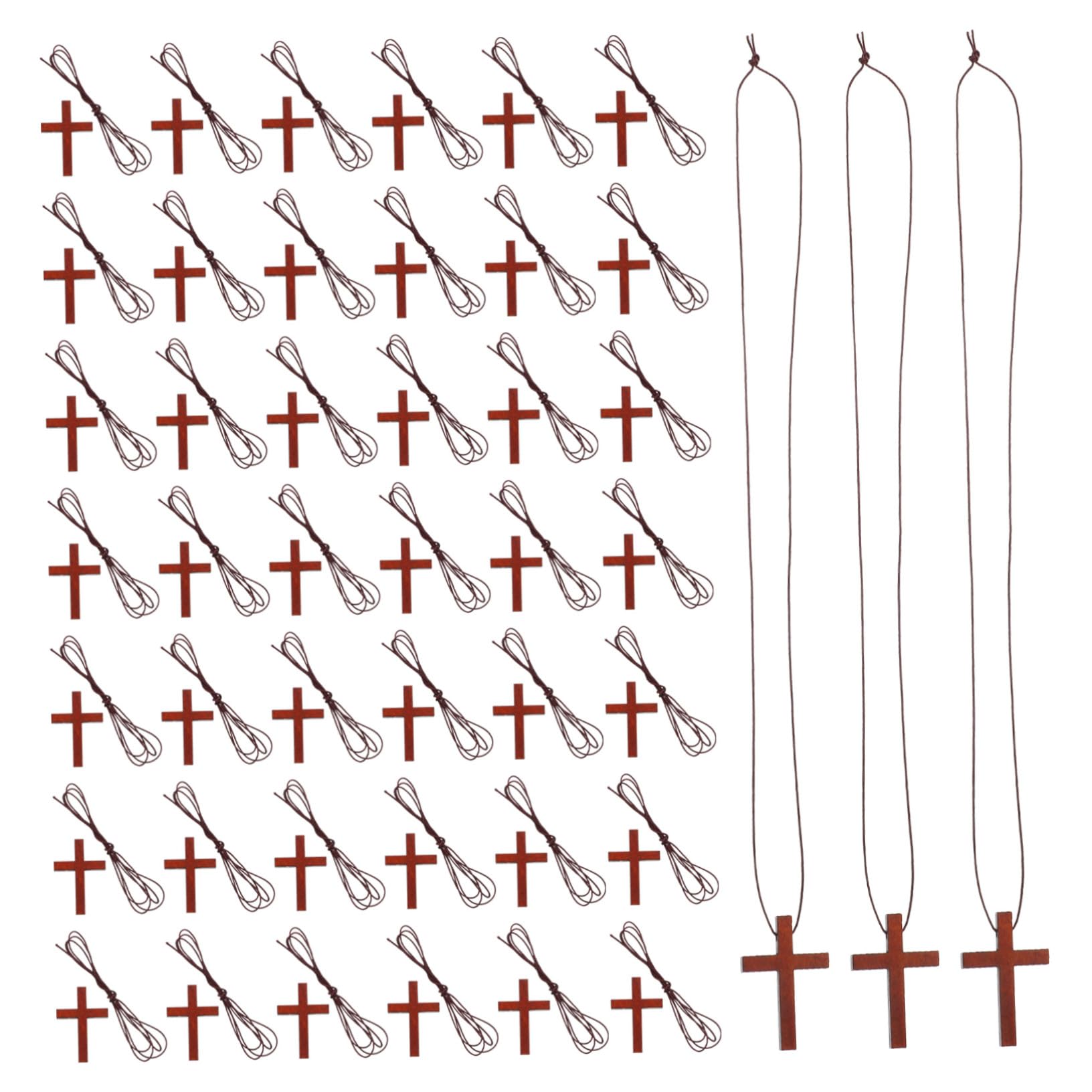 [] 50個木製十字架チャーム あき ハンドメイド用 軽量で飾りやすい ハ