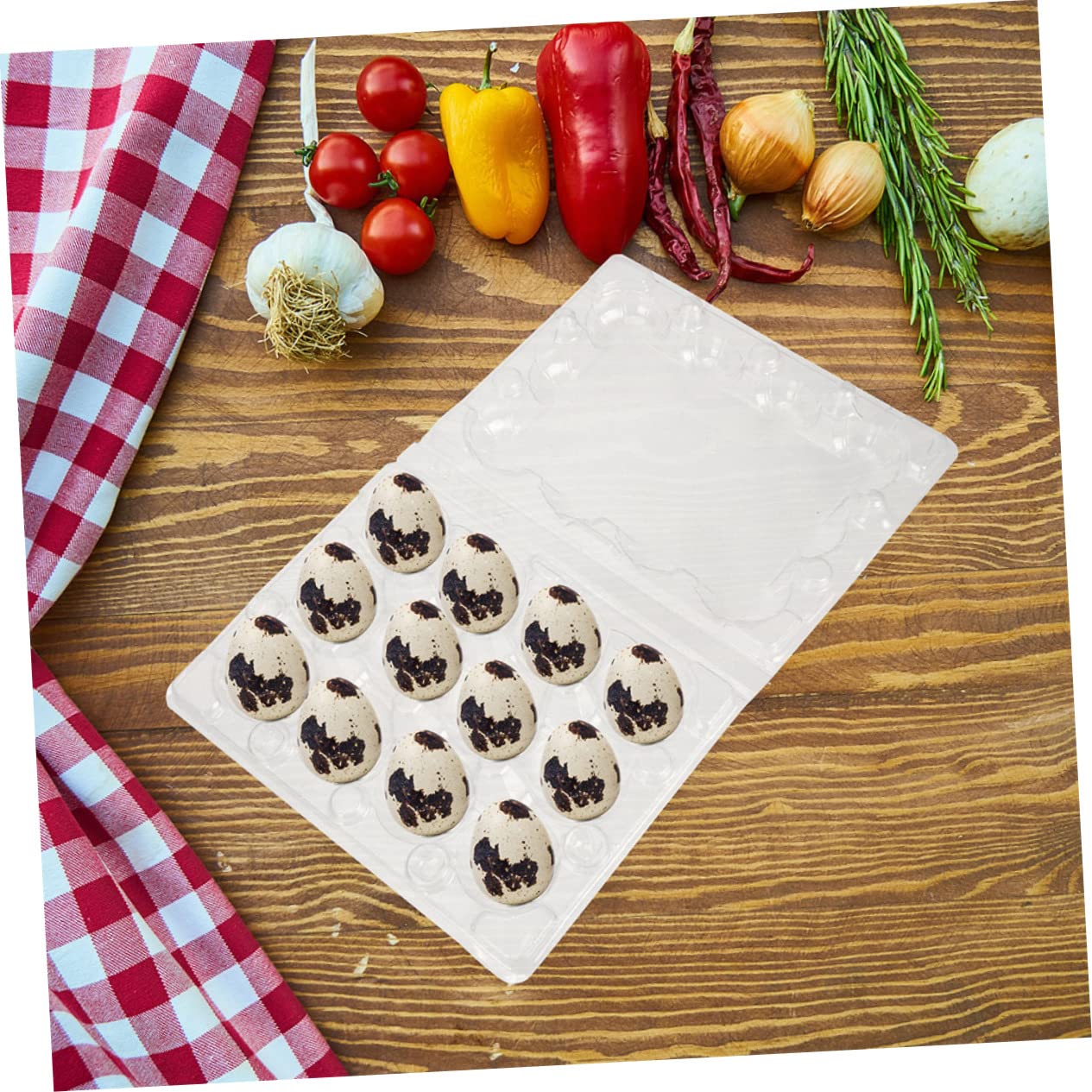 20個入り透明ウズラの卵保存箱 耐久性のある軽量コンパクト設計 卓上キッチン収納に適した卵トレイ 家..