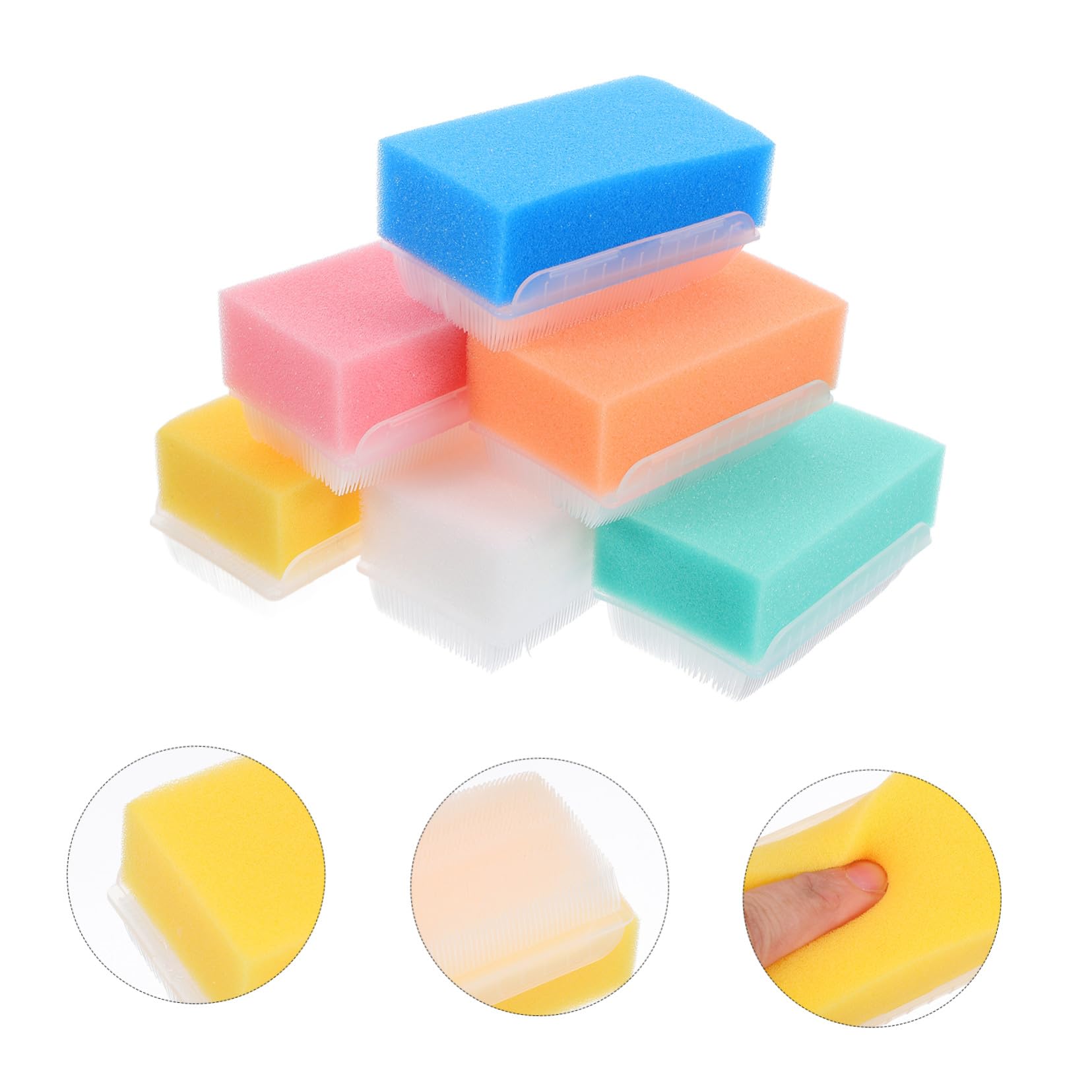 6個 触覚刺激ベビーバススポンジ 向け感覚 ブラシ 軽量ソフト素材 全身優しい洗浄 バスルーチンに 幼児..