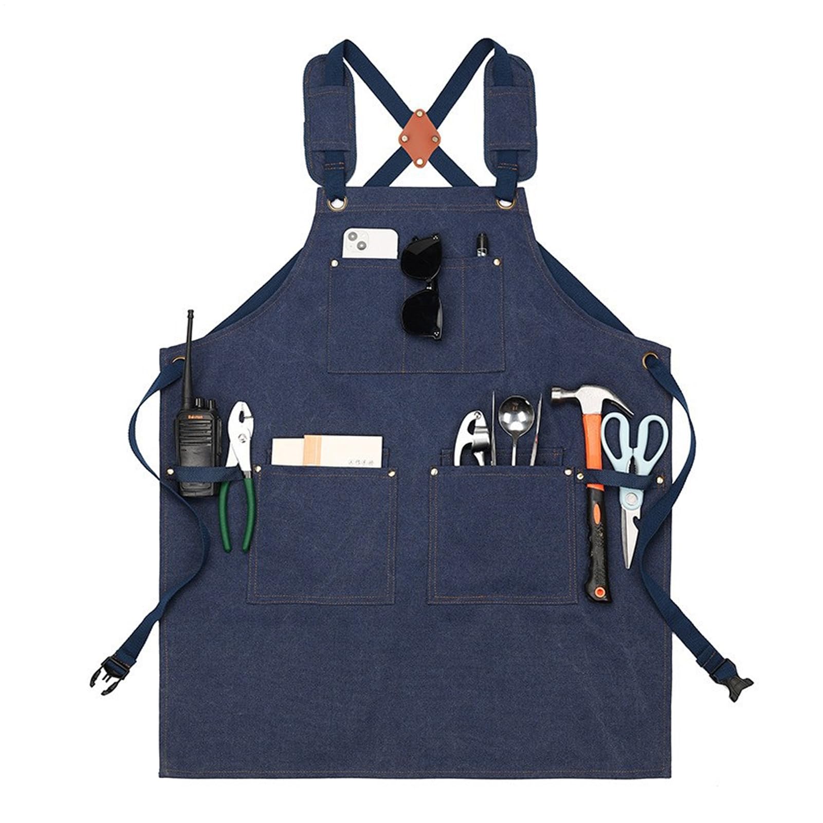 作業エプロン - 調整可能 ツール キッチン 防水 アクセサリー - キャンバス ショップエプロン ポケット..
