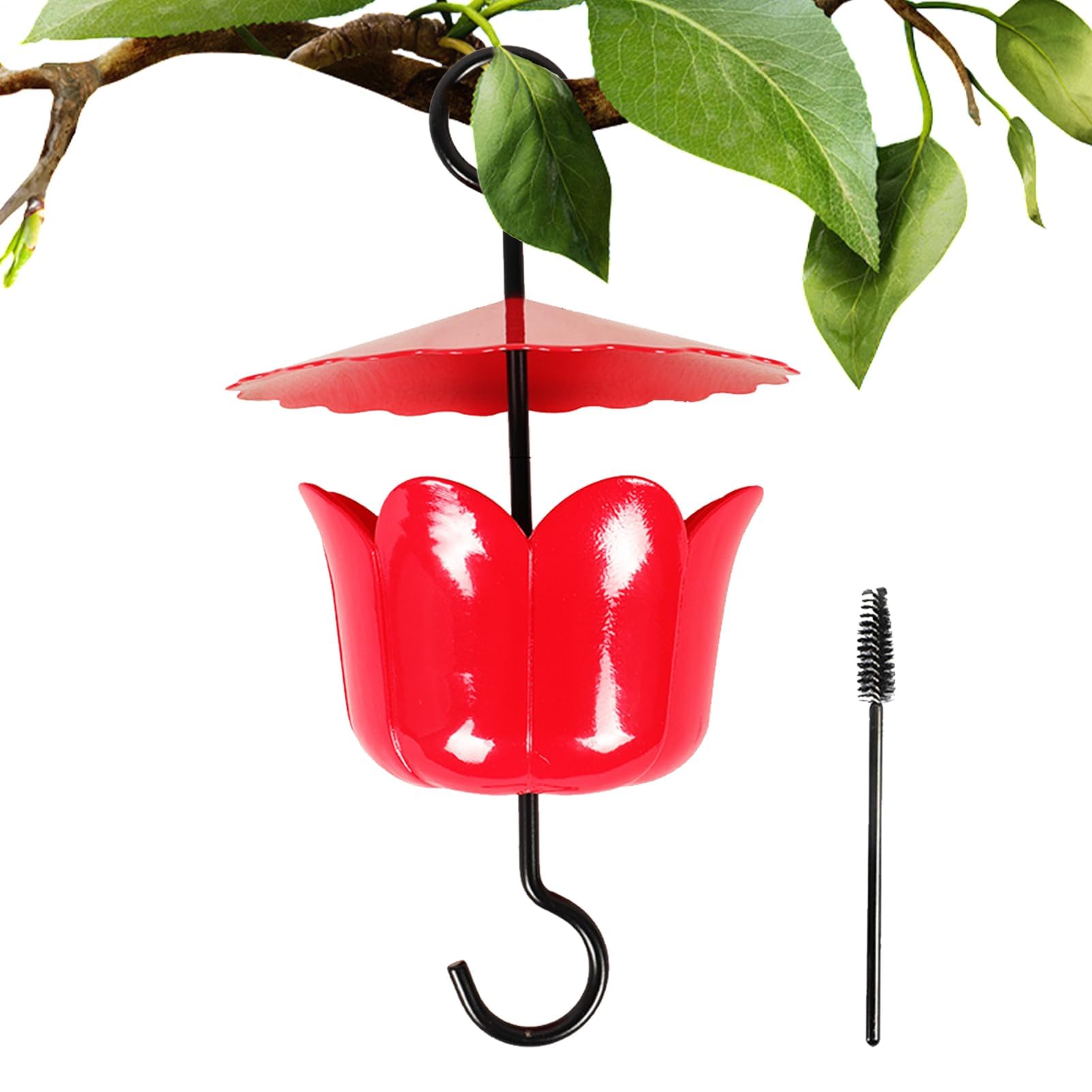 ハチドリのフィーダーのアリのハチドリフィーダー、アリガード - ブラシ付きのアリプルーフバードフィーダーハンガー,パティオ、芝生、庭の裏庭のバードウォッチング用品