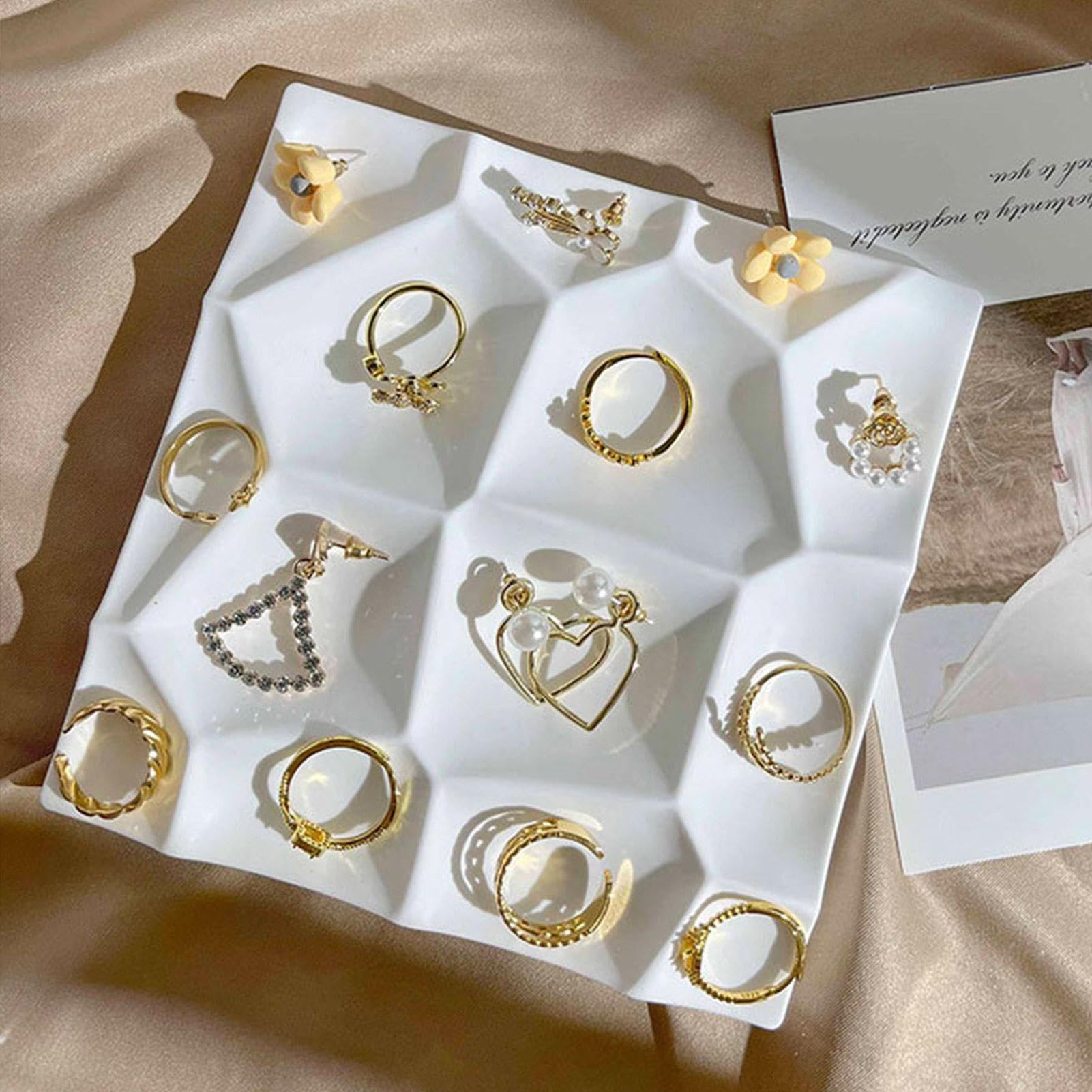 エポキシ樹脂用ジュエリートレイ金型、ジュエリーディスプレイシリコンモールド | ジュエリートレイ幾何学的なジュエリー樹脂鋳型 - ウォーターウェーブジュエリートレイモールド、エポキシ樹脂、工芸品製作、家の装飾用(3)