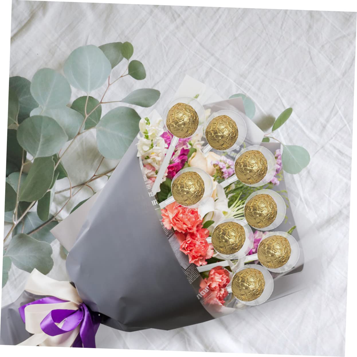 50個 チョコレート トーラス ホット チョコレート バー マドラー フラワー チョコレート ホルダー チョ..