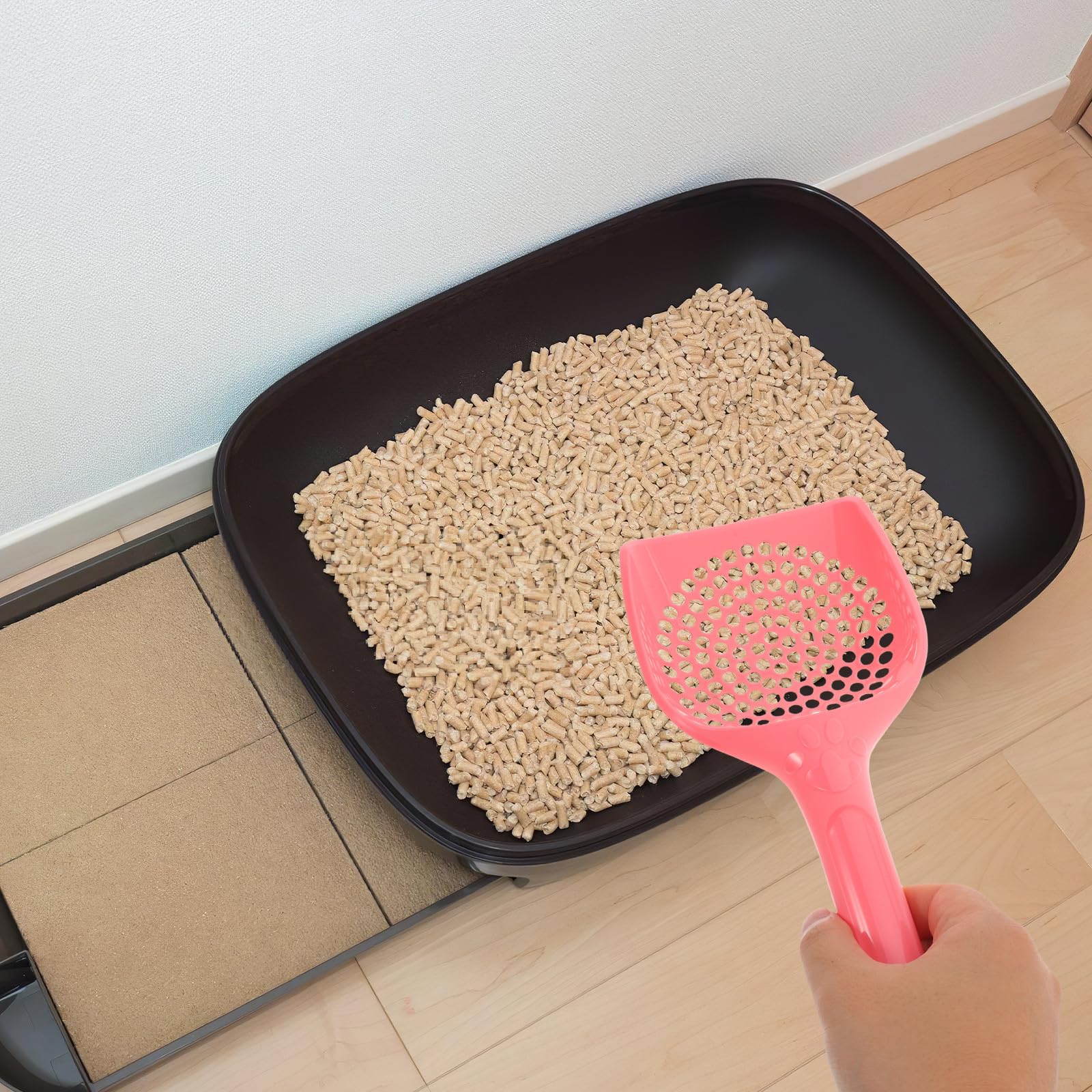 15個入り 猫用トイレスコップ 細かいふるい分け ペット用うんちスコップ 小さな穴付き プラスチック製 ..