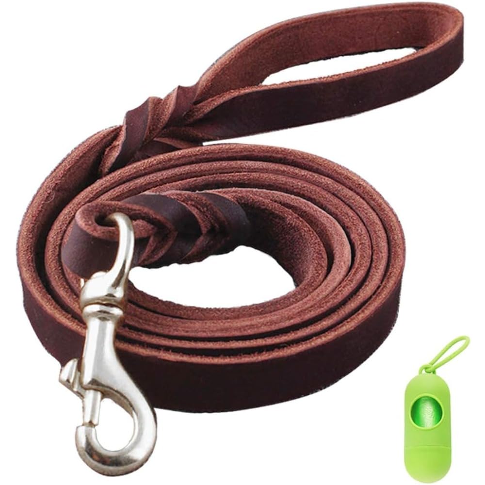 楽天キラリラ楽天市場店犬用リード革の大型/中型/小型犬用の犬の鎖編みこみの本革の行動トレーニングは、 アウトドアアドベンチャー、ハイキング、キャンプ、 ウォーキング用のロープをリードします （2.6m）