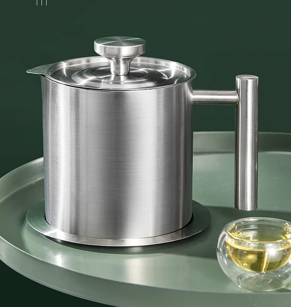 オイルポット 1.2/1.8L 304ステンレス製 油ポット 油こし器 キッチン用品 残留物をろ過 油ろ過器 油濾..