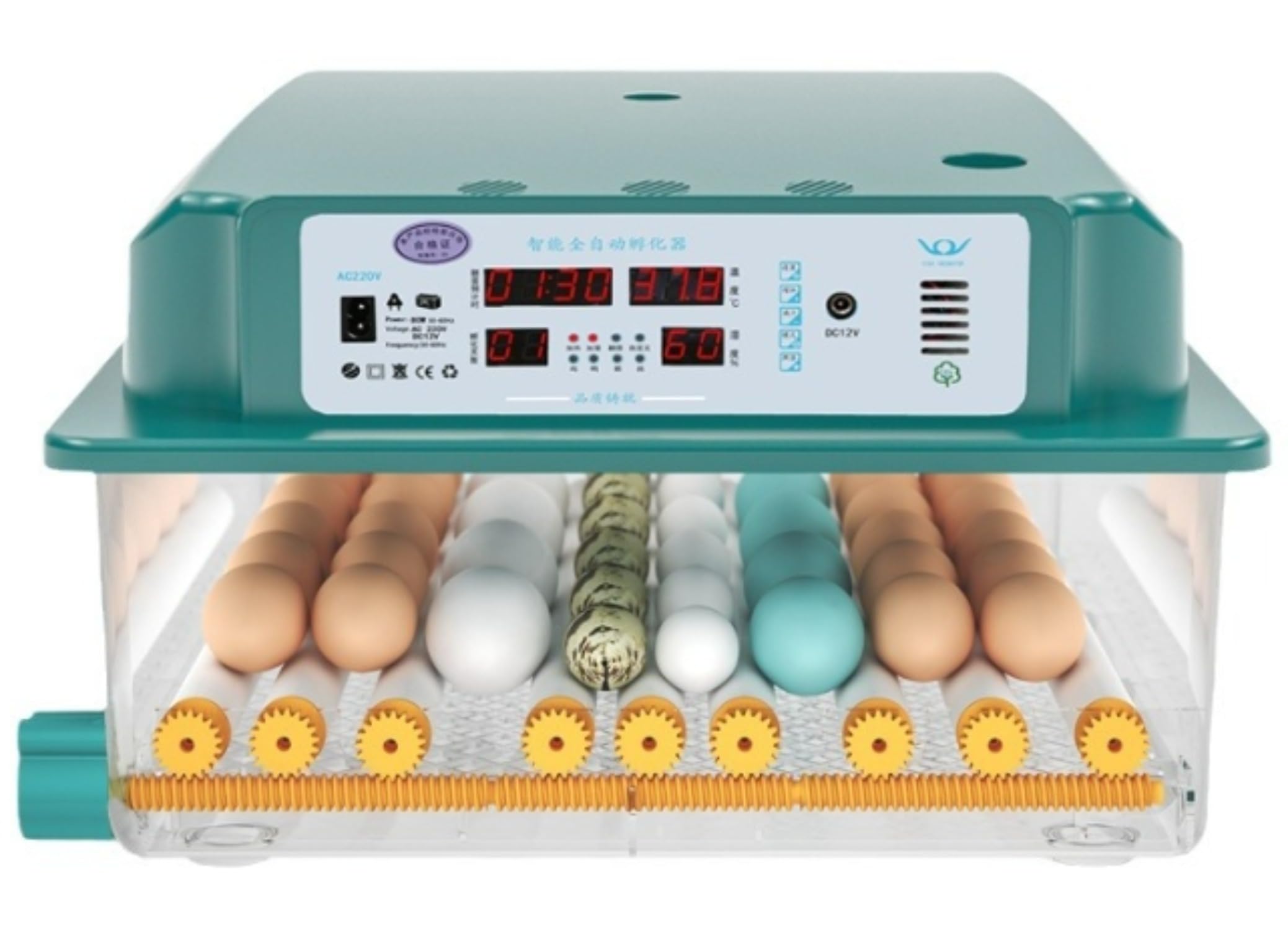 自動インキュベーター 孵卵器 孵卵機 転卵 卵孵化器 小型孵卵器 大容量 鳥類専用ふ卵器 温度制御 給水..