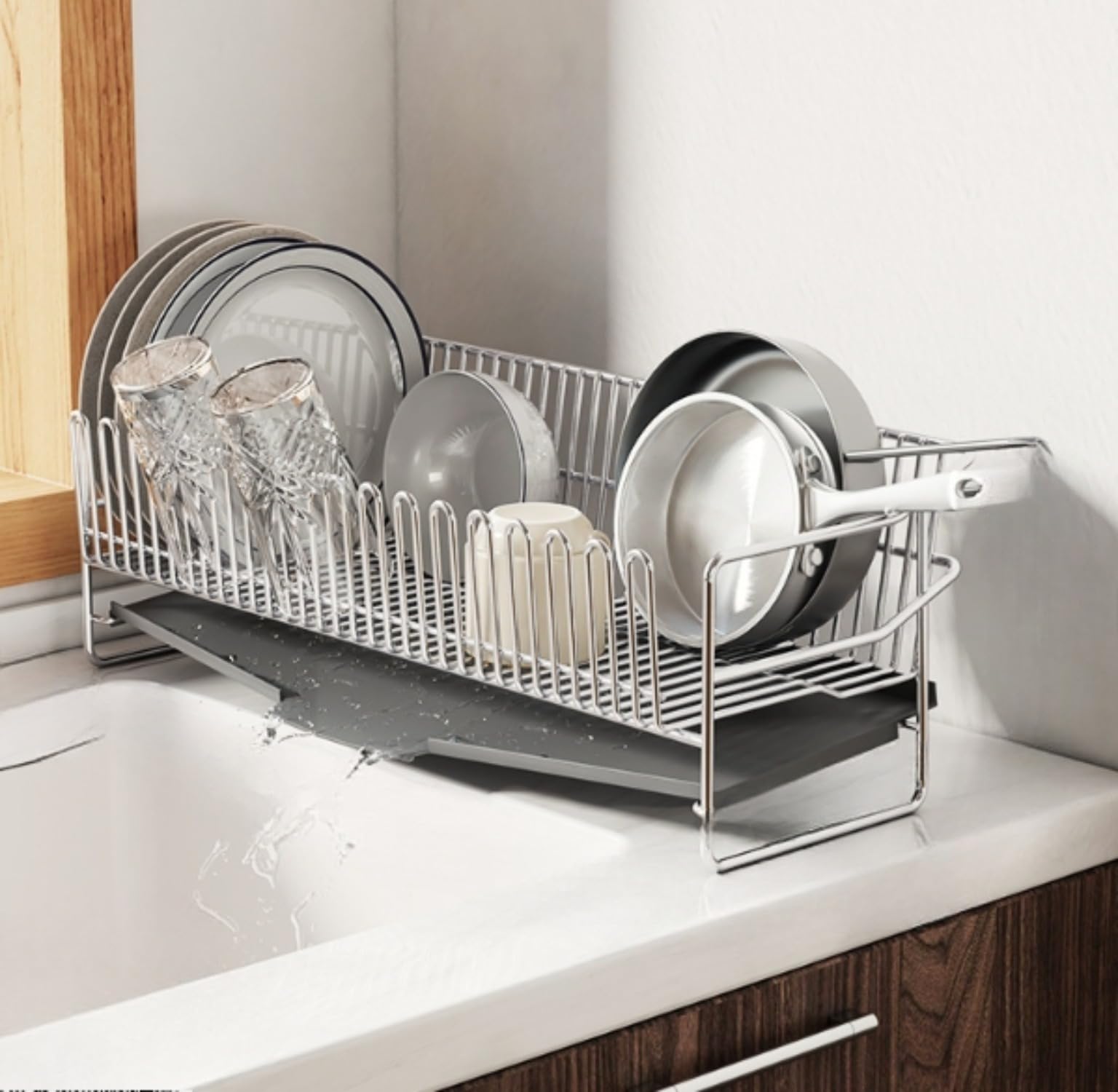 ステンレス製水切りラック キッチン用食器 キッチンシンク横 食器収納テーブルトップ収納 () [並行輸入..