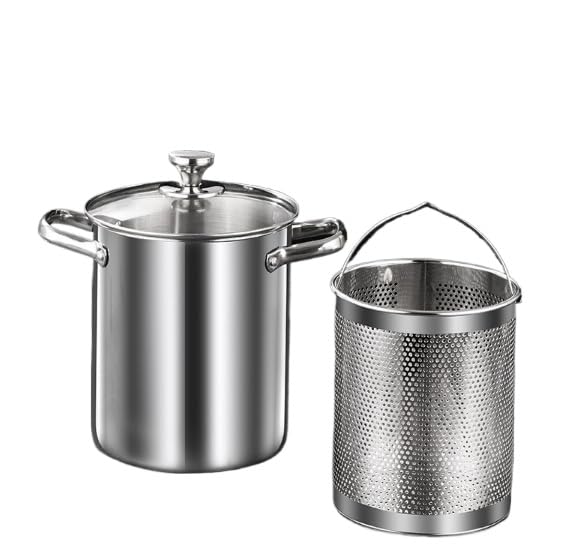 深型パスタ鍋 揚げ鍋 対応 野菜茹で用カゴ・パスタメジャー付 パスタポット 煮物 お手入れ簡単 オール..