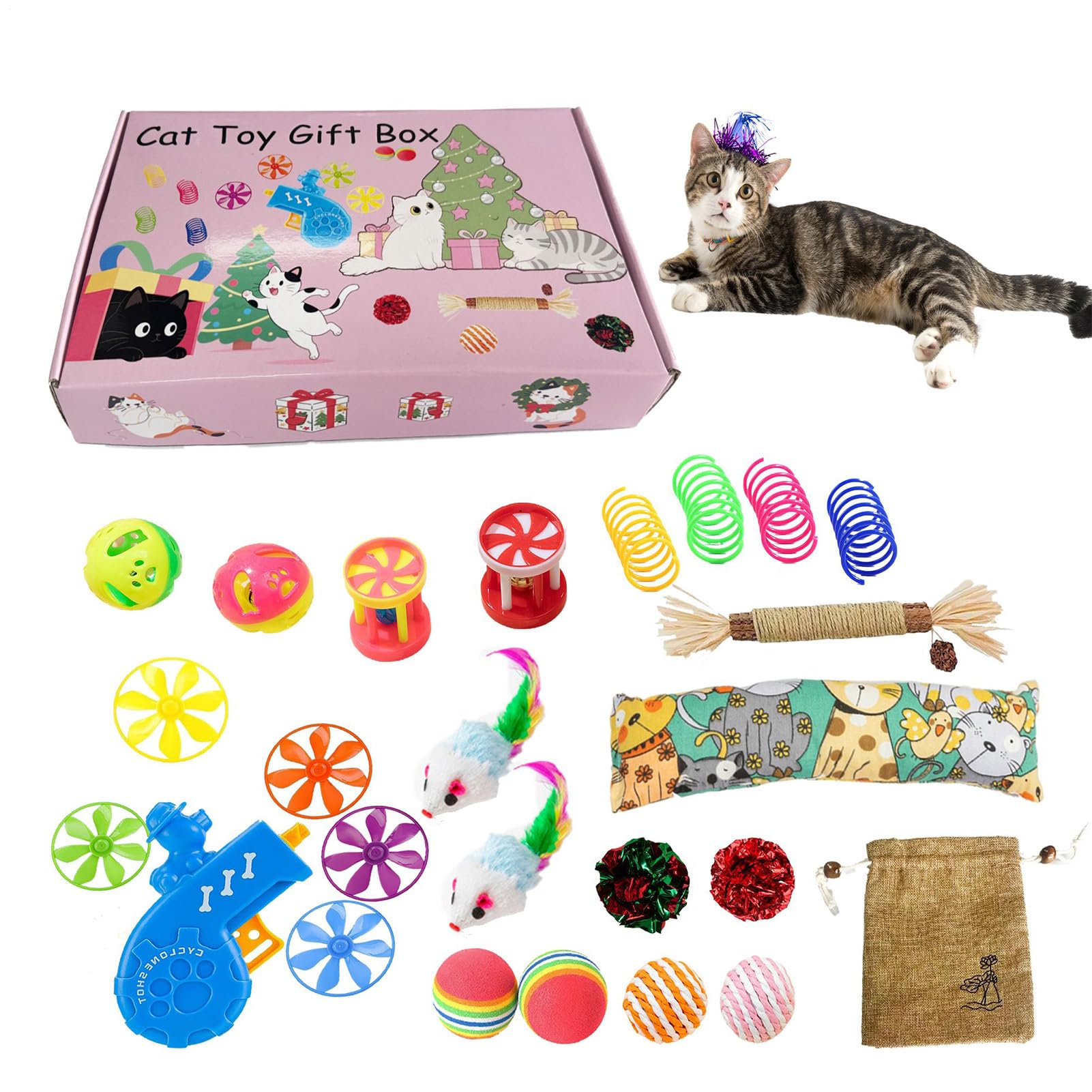 猫のおもちゃセット - インタラクティブキャットトイ - 歯の健康促進とストレス解消・退屈しのぎに最適..