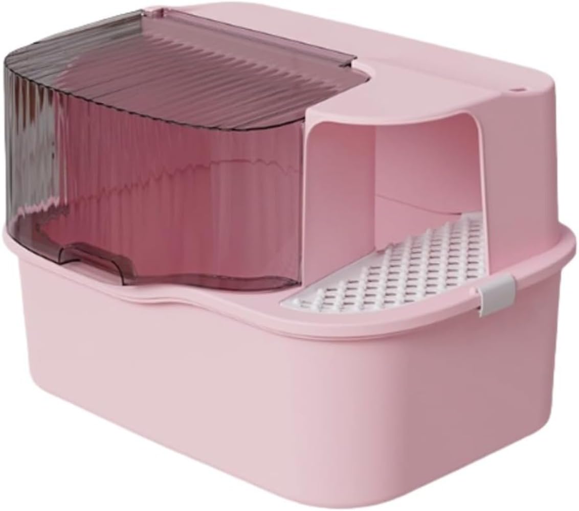 蓋付き猫用トイレ 大型猫用システム 上部トイレ 深型 多頭飼いに最適 [折りたたみ式] [2方向出し入れ可..